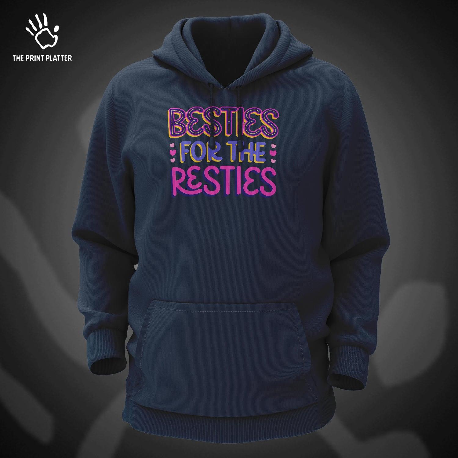 Besties For The Resties Cotton Bio Wash 330gsm Sweatshirt with Hood for Winter | H-R404