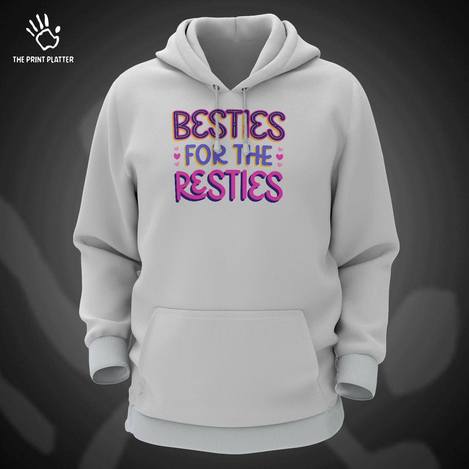 Besties For The Resties Cotton Bio Wash 330gsm Sweatshirt with Hood for Winter | H-R404