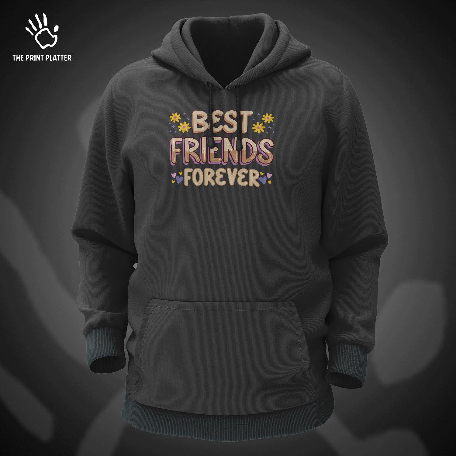 Best Friends Forever Cotton Bio Wash 330gsm Sweatshirt with Hood for Winter | H-R406