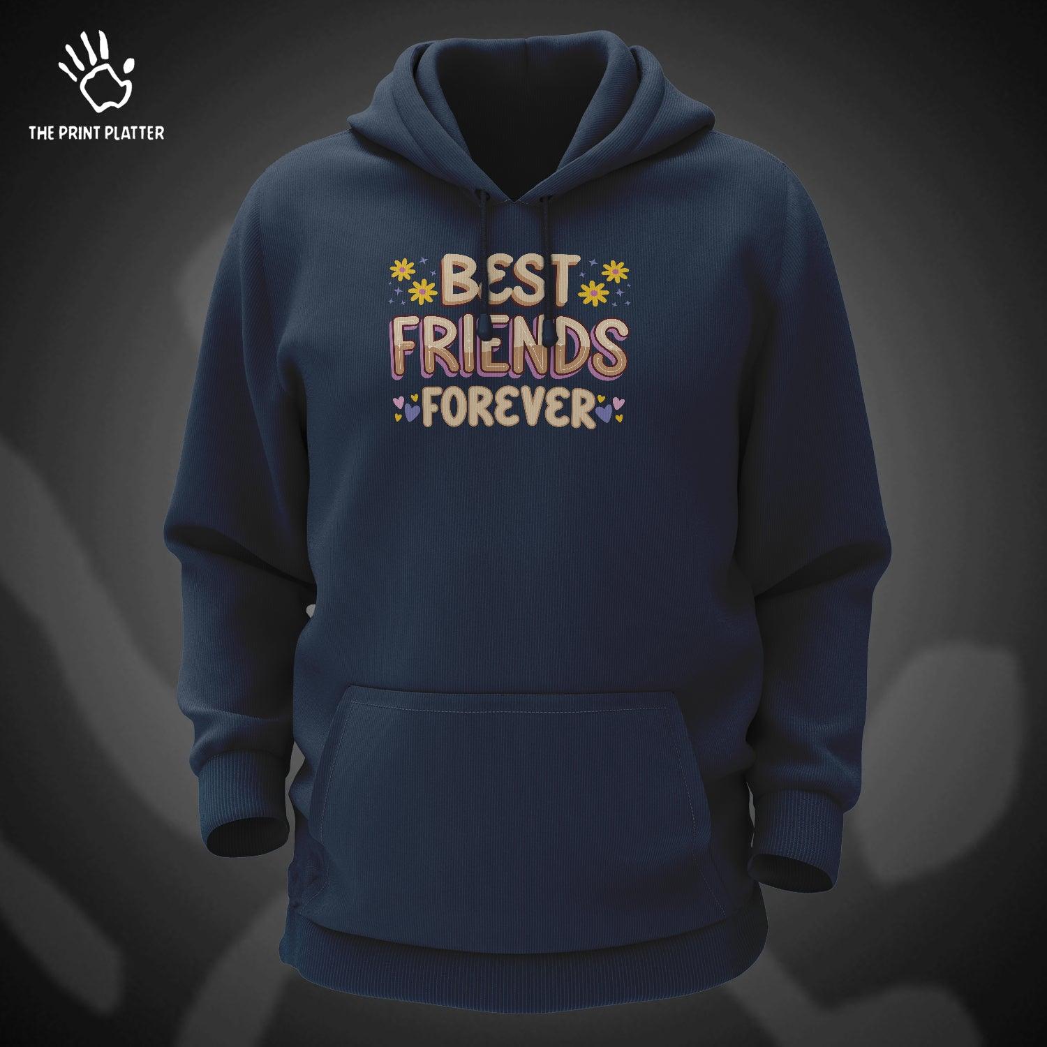Best Friends Forever Cotton Bio Wash 330gsm Sweatshirt with Hood for Winter | H-R406