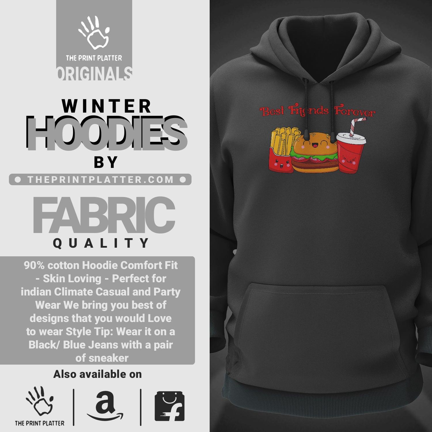 Best Friends Forever Cotton Bio Wash 330gsm Sweatshirt with Hood for Winter | H-R412