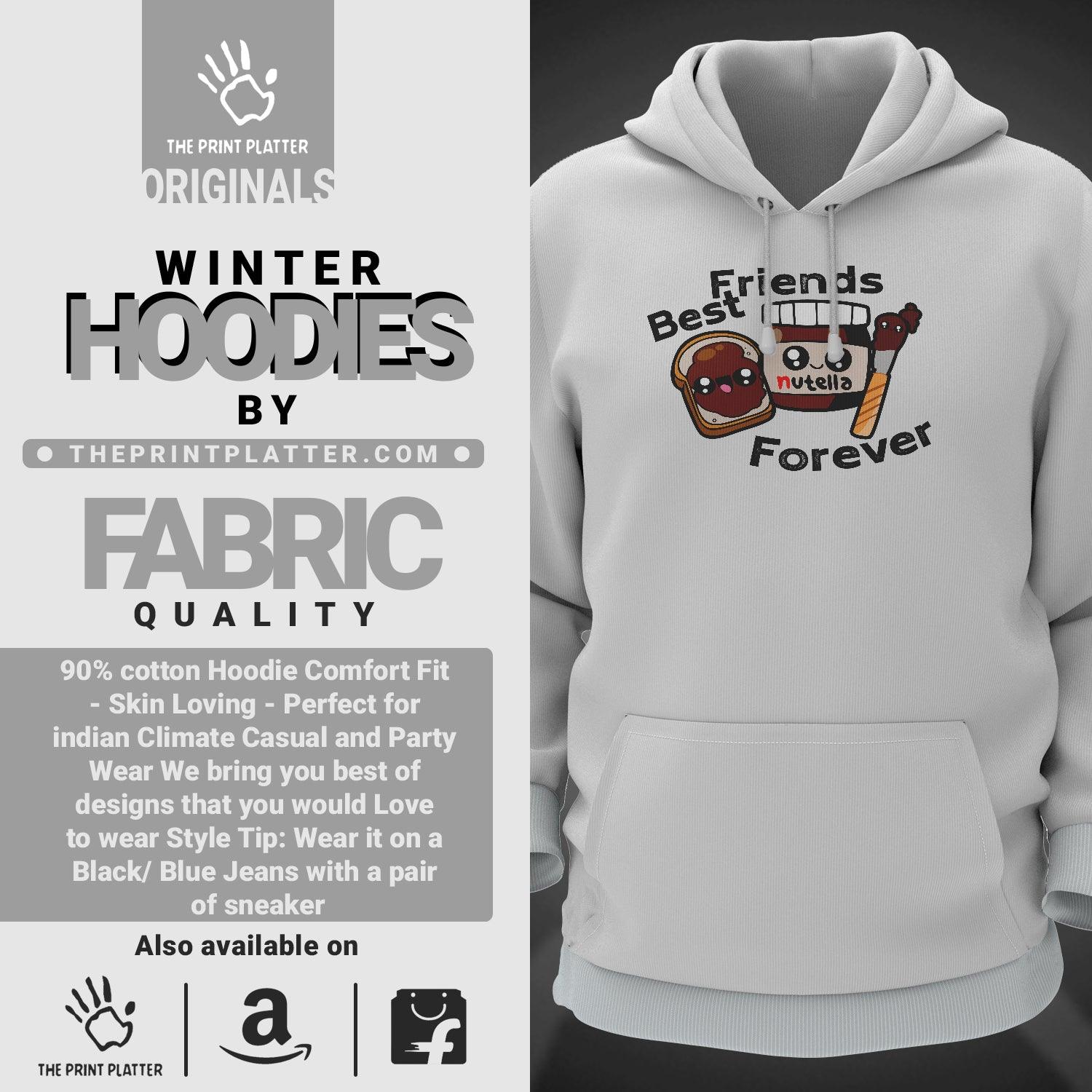 Best Friends Forever Cotton Bio Wash 330gsm Sweatshirt with Hood for Winter | H-R414