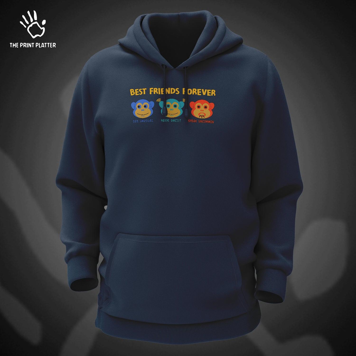 Best Friends Forever Cotton Bio Wash 330gsm Sweatshirt with Hood for Winter | H-R415