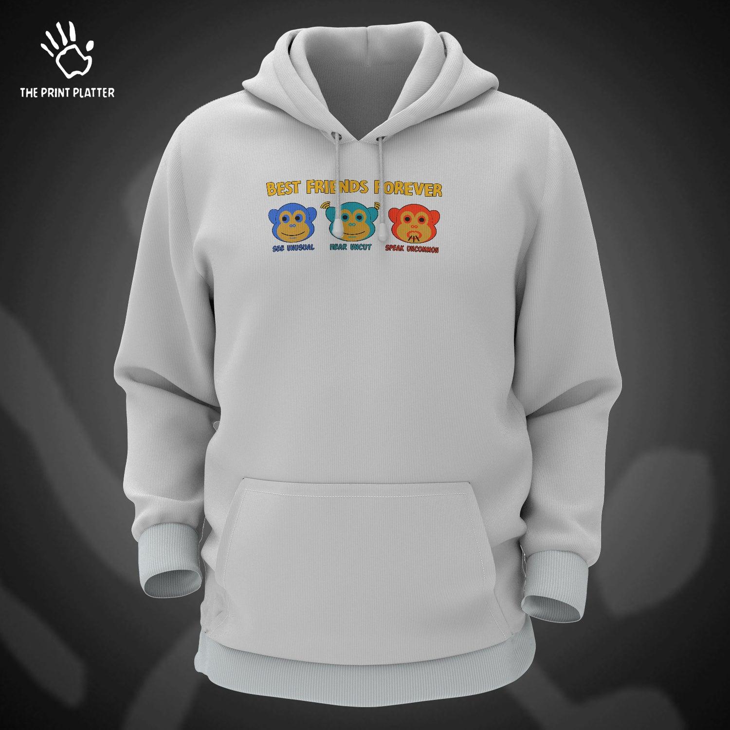 Best Friends Forever Cotton Bio Wash 330gsm Sweatshirt with Hood for Winter | H-R415