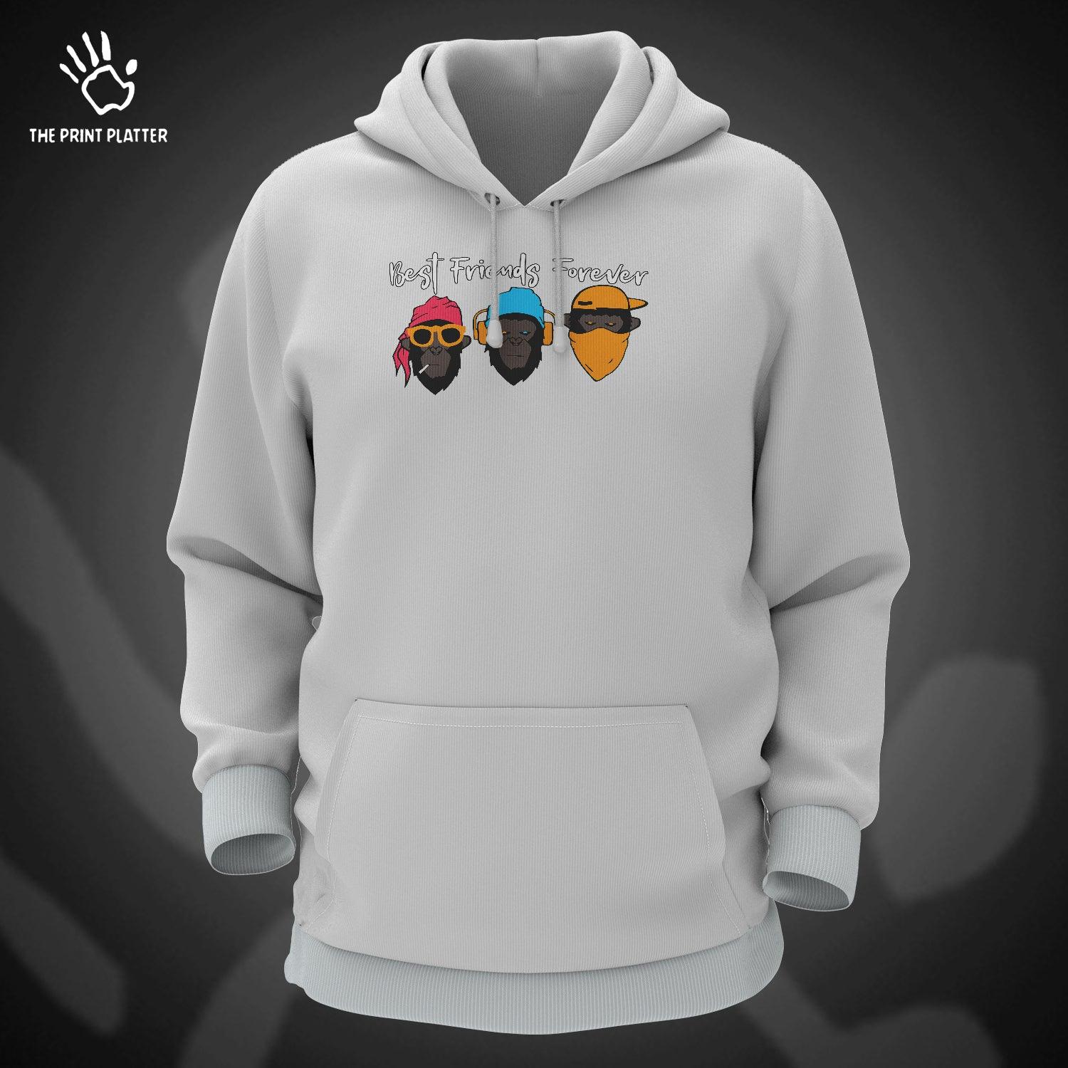 Best Friends Forever Cotton Bio Wash 330gsm Sweatshirt with Hood for Winter | H-R416