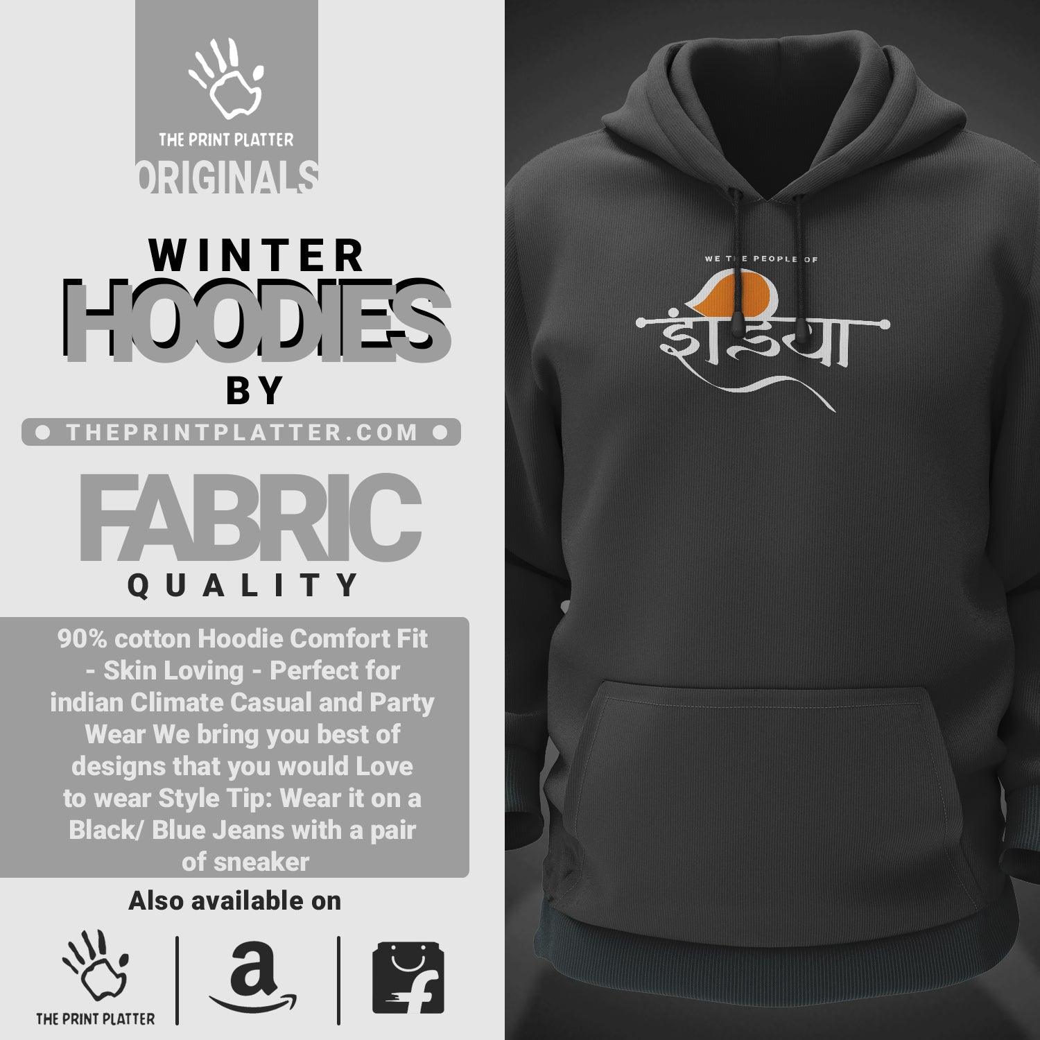 We The People Of India Cotton Bio Wash 330gsm Sweatshirt with Hood for Winter | H-R422