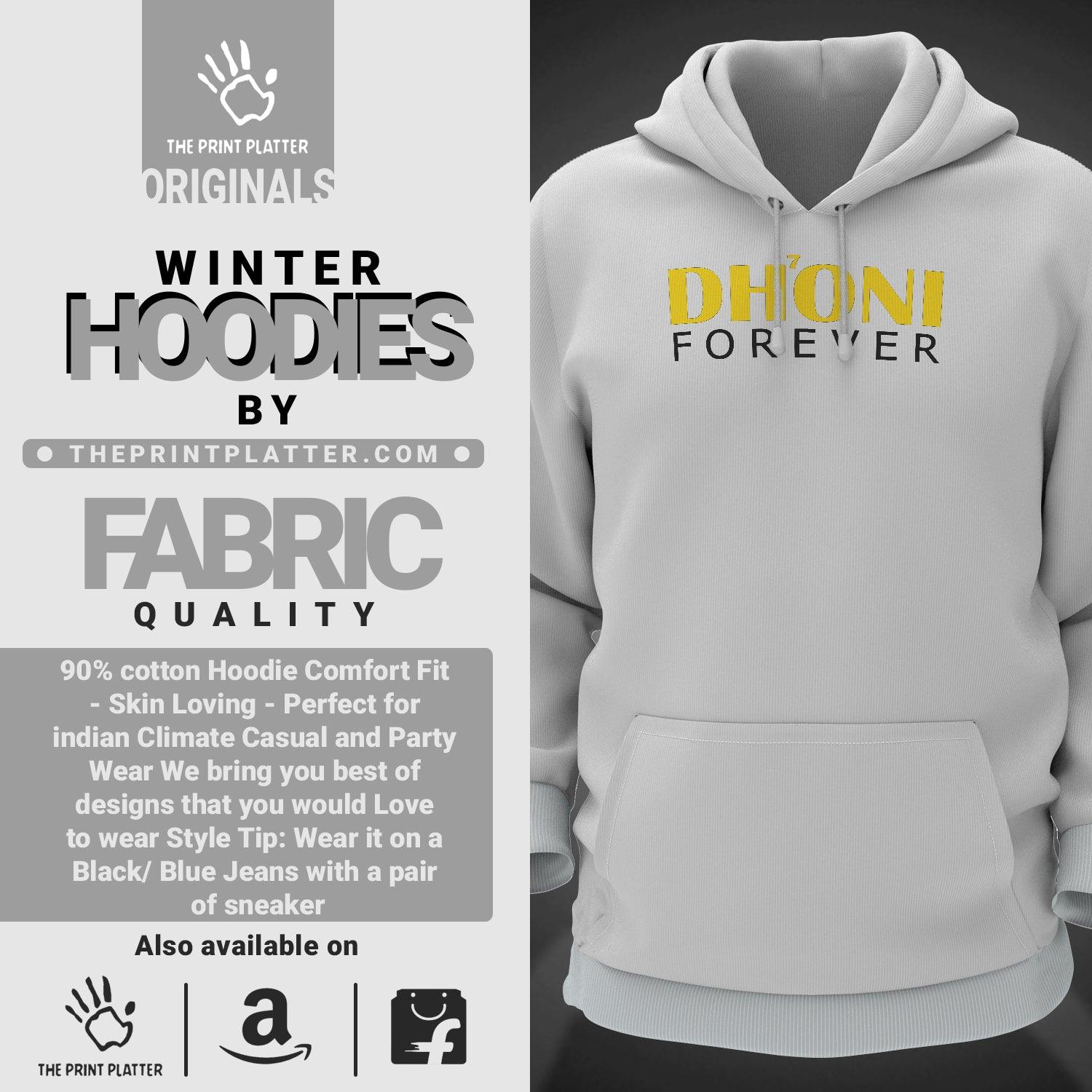 Dhoni Forever Cotton Bio Wash 330gsm Sweatshirt with Hood for Winter | H-R69