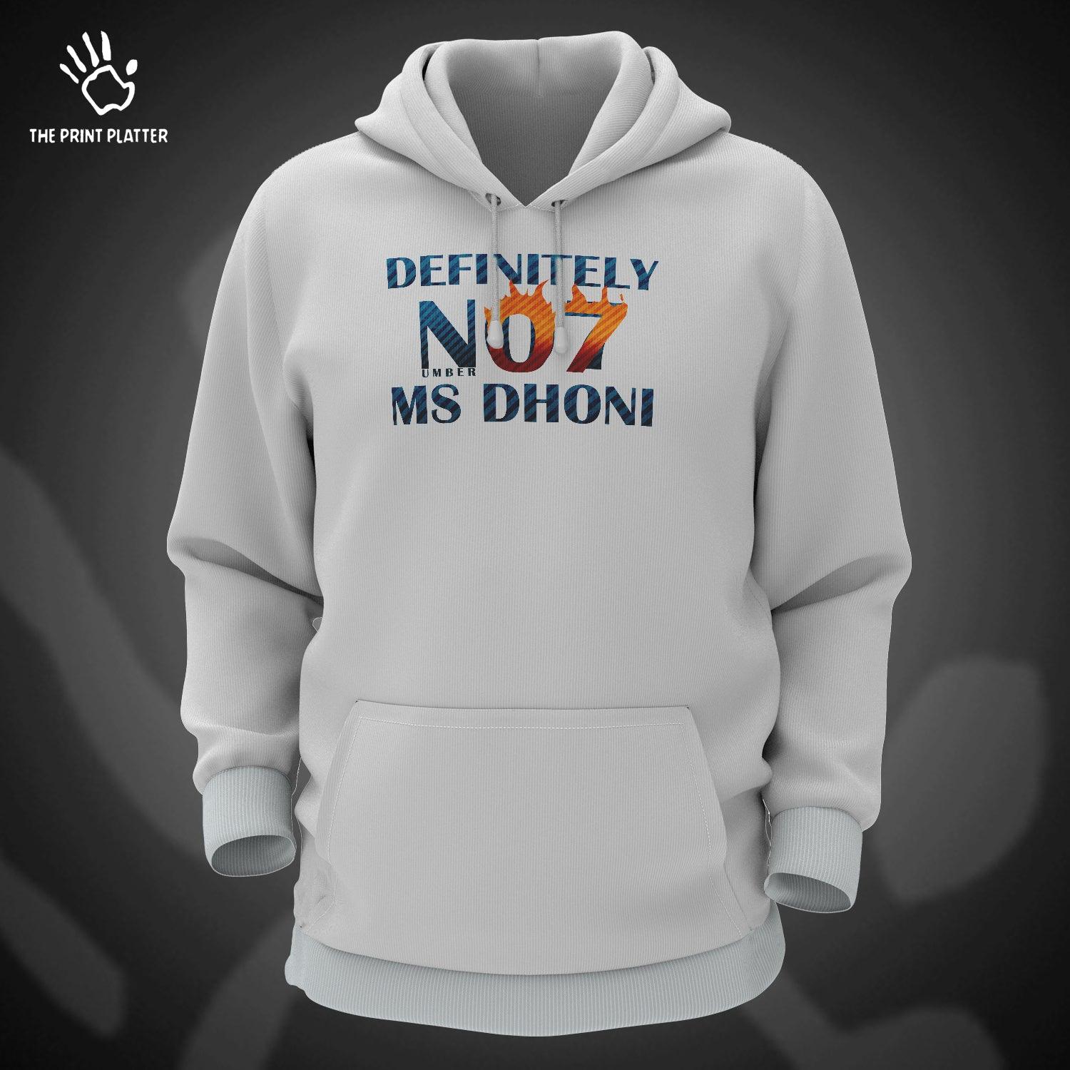 Definitely Number 7 MS Dhoni Cotton Bio Wash 330gsm Sweatshirt with Hood for Winter | H-R70