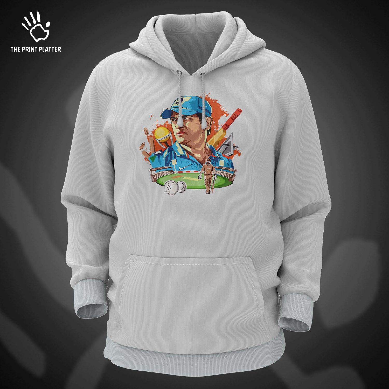 MS Dhoni Cotton Bio Wash 330gsm Sweatshirt with Hood for Winter | H-R73