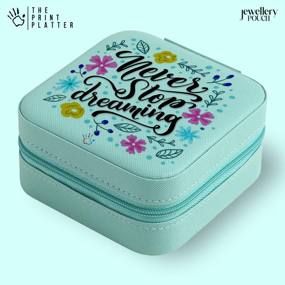 NeverStopDreaming Jewellery Organiser PU Leather Zipper Portable Box Case |JB-127