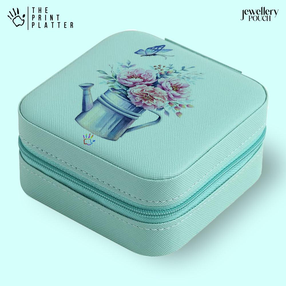 FlowerWatertank Jewellery Organiser PU Leather Zipper Portable Box Case |JB-132