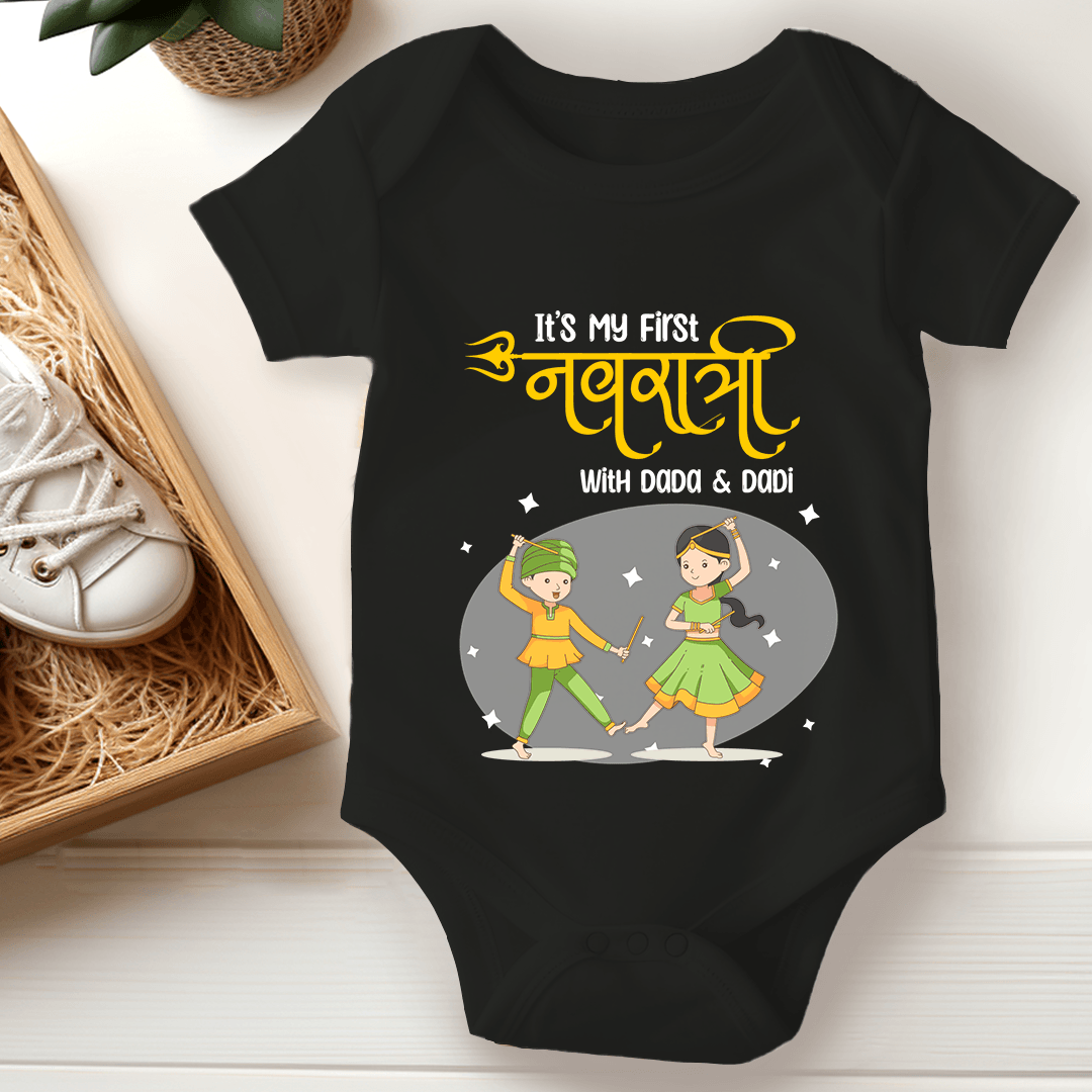 Navratri Baby Romper - First Navratri with Dada & Dadi