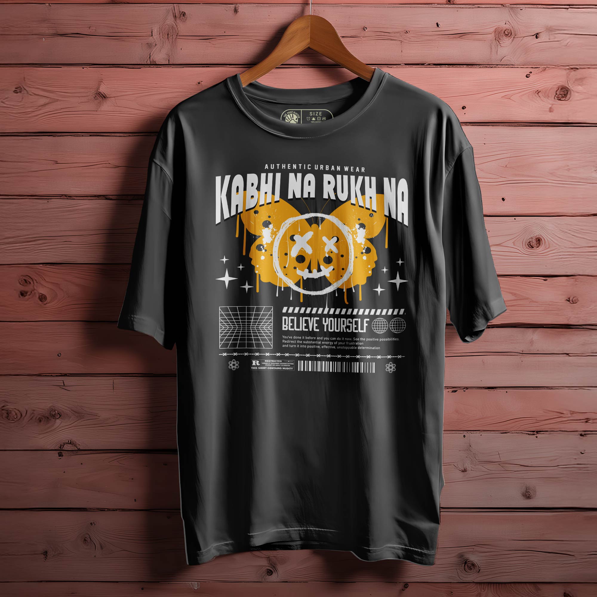 KabhiNaRukhNa Oversized Black T-shirt Bio Wash| 3