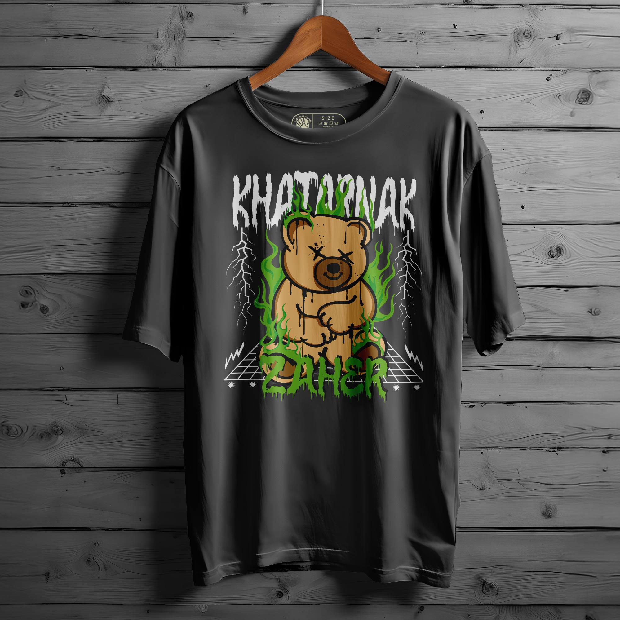 Khatarnak-Zaher Oversized Black T-shirt Bio Wash| 5