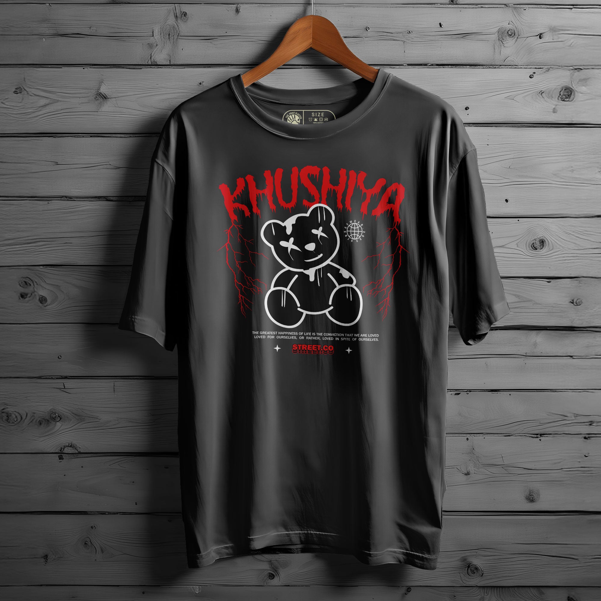 Khushiya Oversized Black T-shirt Bio Wash| 6