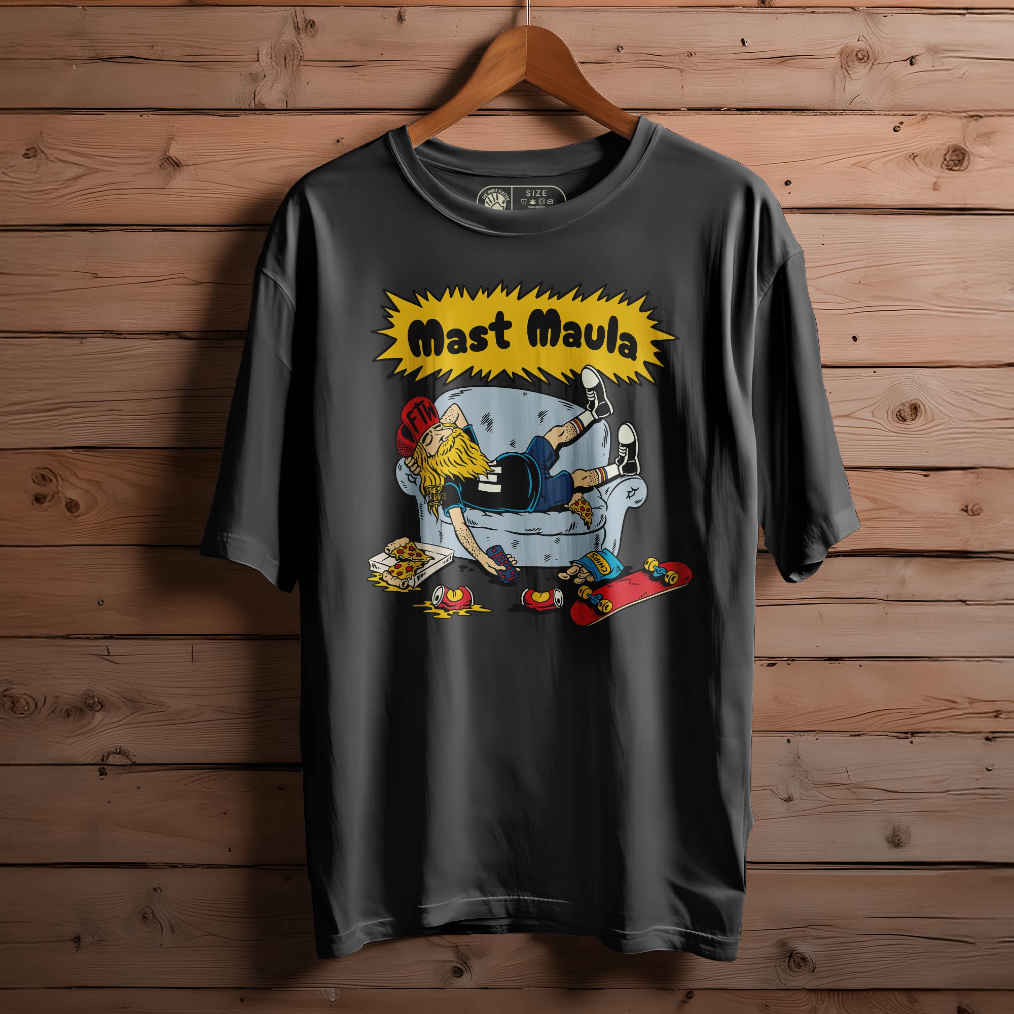 Mast-Maula-Oversized Black T-shirt Bio Wash| 7