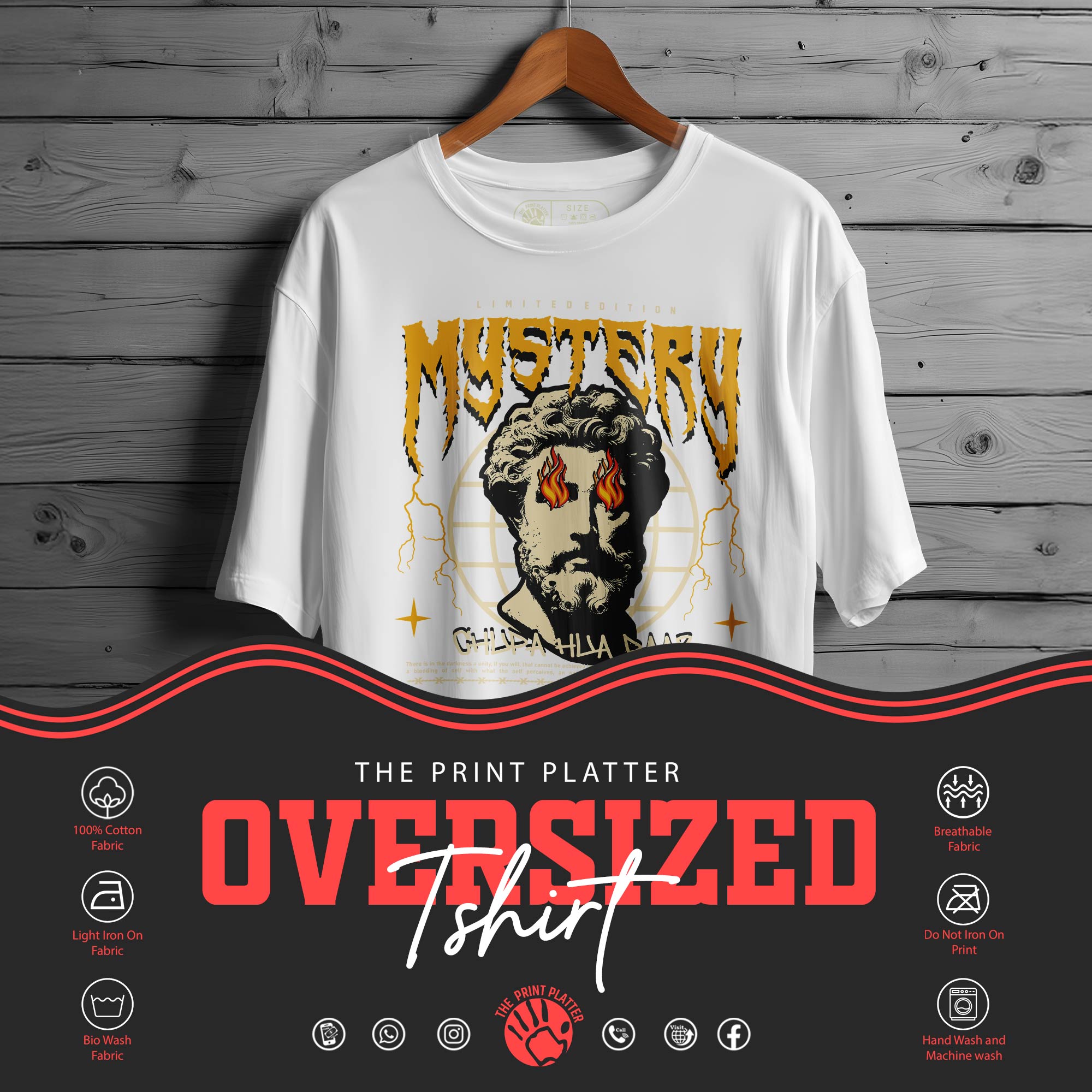 Mystry Oversized Black T-shirt Bio Wash| 8