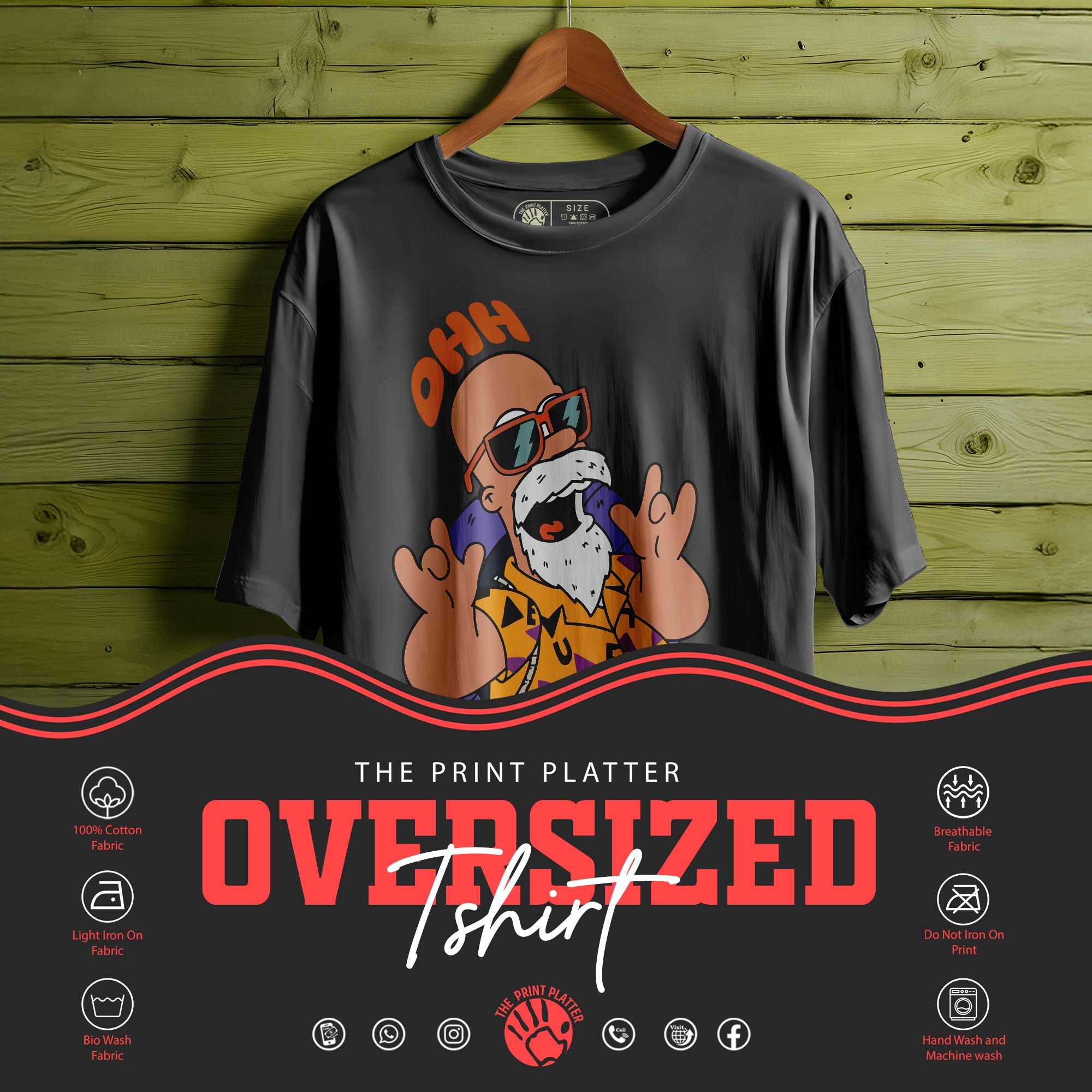 Ohh-नो! Oversized Black T-shirt Bio Wash |09