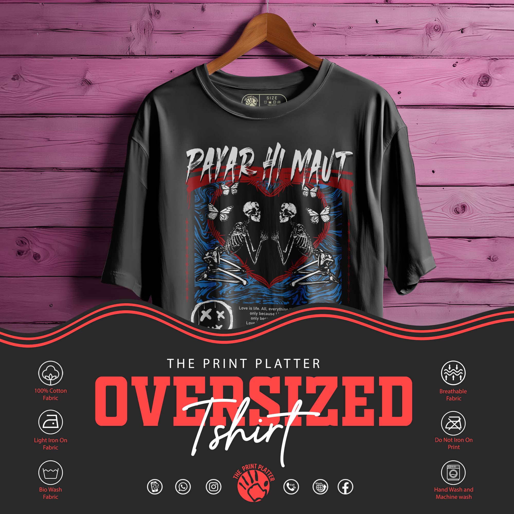 Payar-Hi-Maut- Oversized Black T-shirt Bio Wash