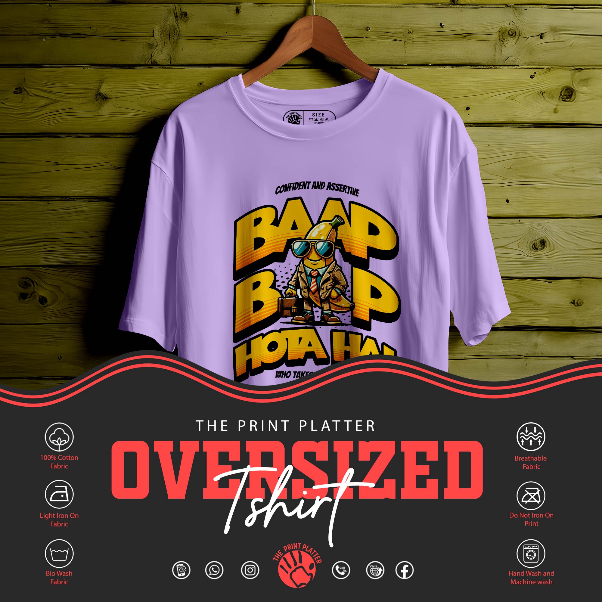 BAAP BAAP HOTA HAI OVERSIZED T-SHIRT FOR UNISEX BIO WASH 109