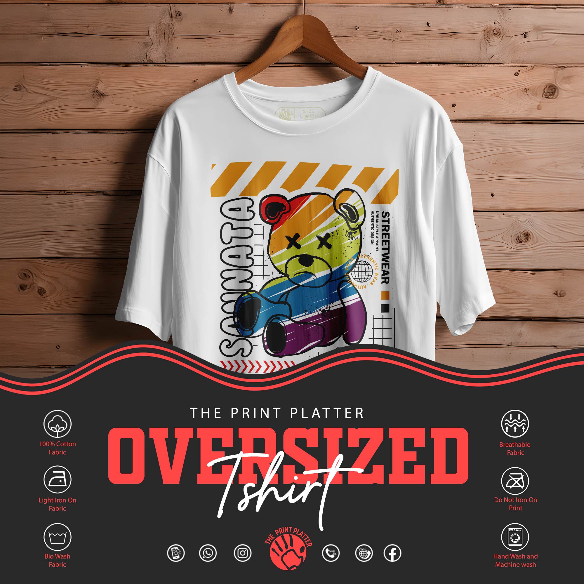 Sannata Oversized Black T-shirt Bio Wash |11