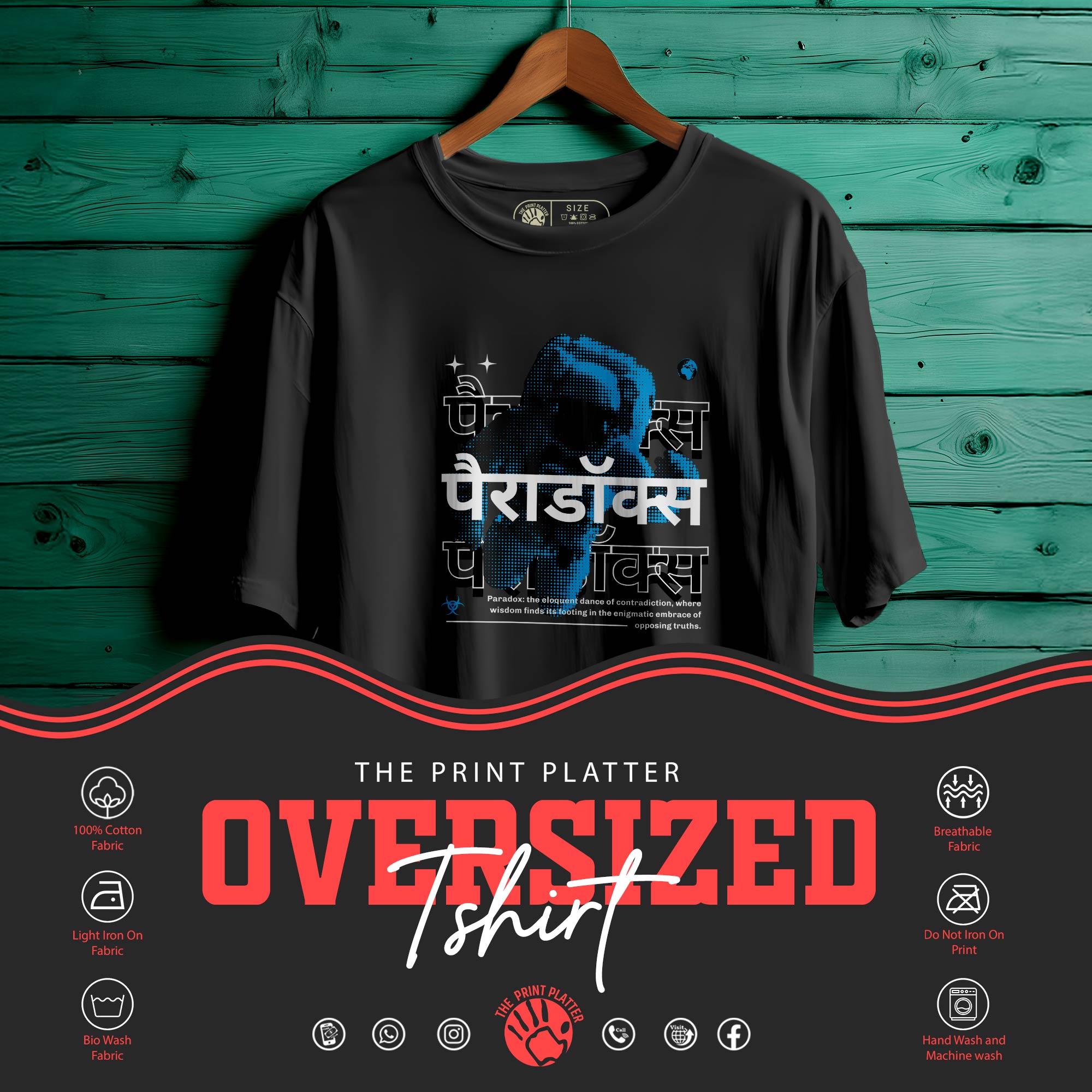 Paradox-Typography OVERSIZED T-SHIRT FOR UNISEX |114