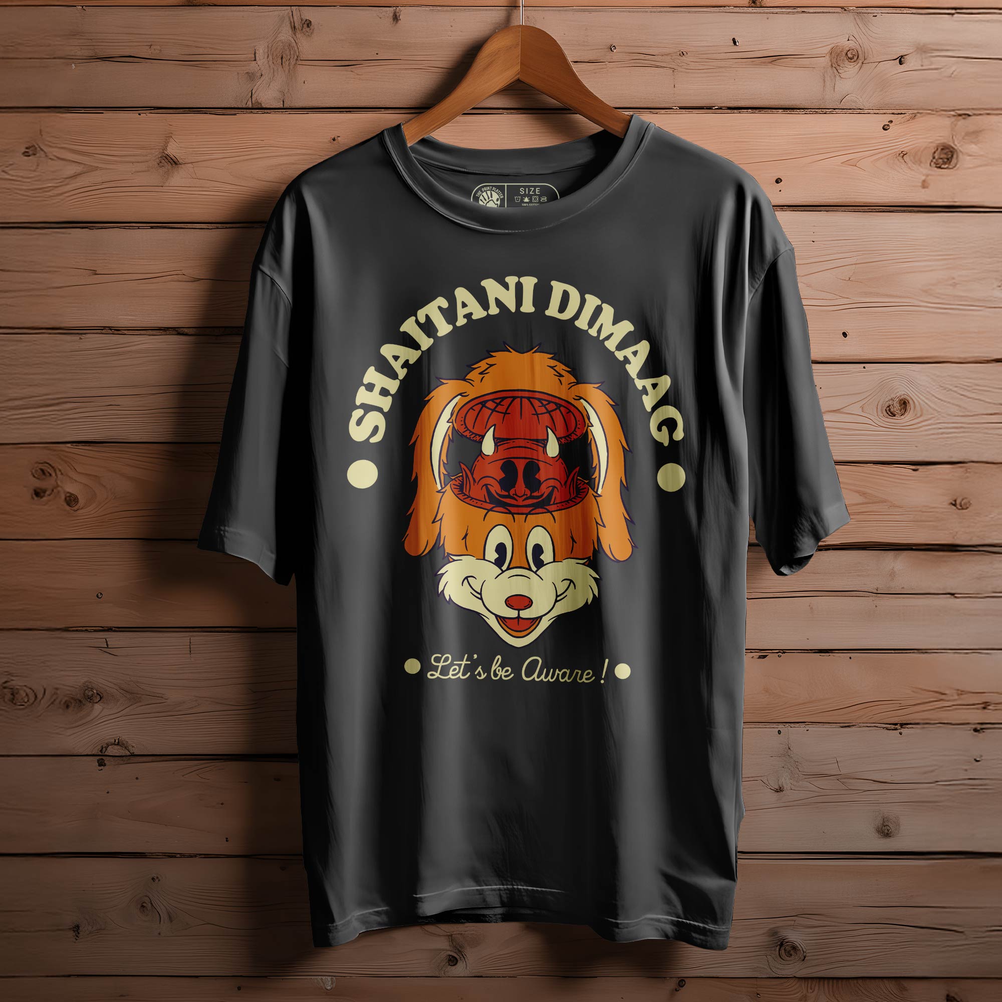 SHAITANI DIMAAG Oversized Black T-shirt Bio Wash |12