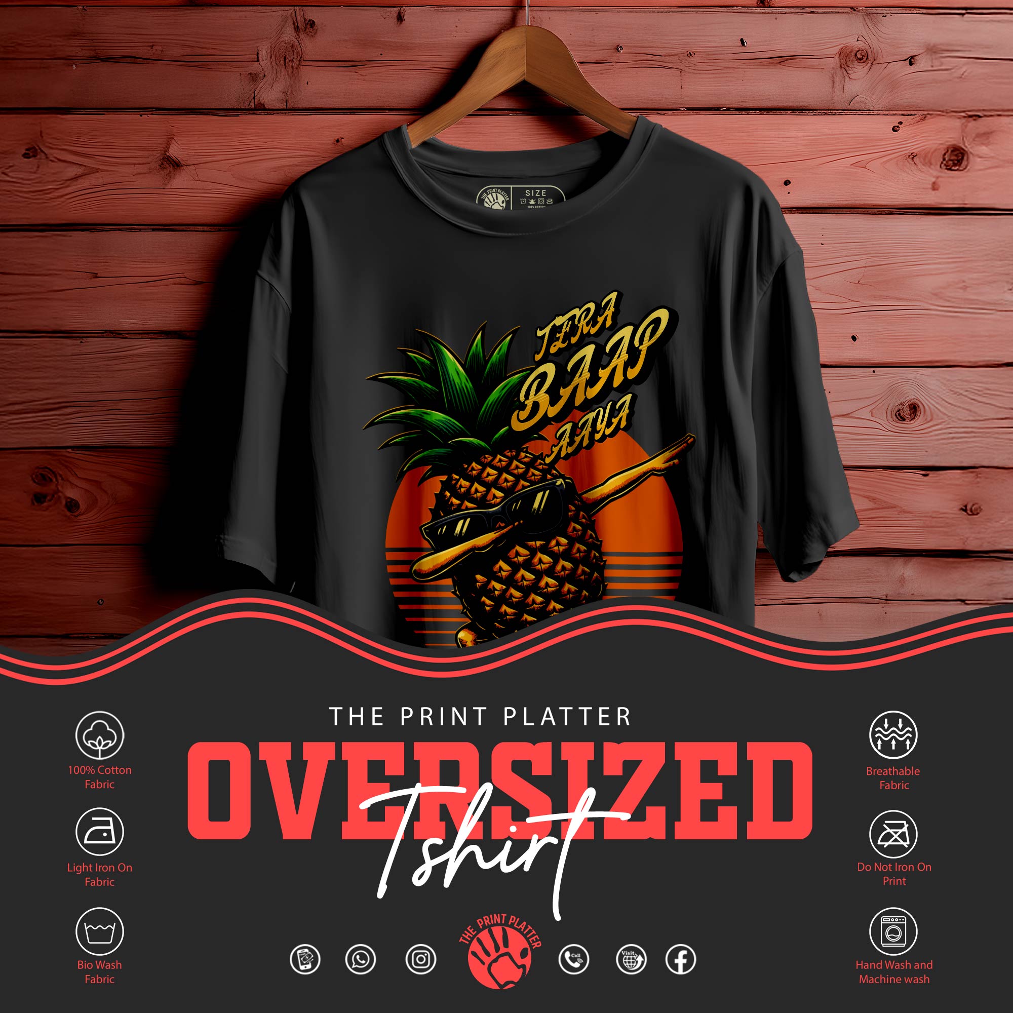 TERA BAAP AYA OVERSIZED T-SHIRT FOR UNISEX BIO WASH 127