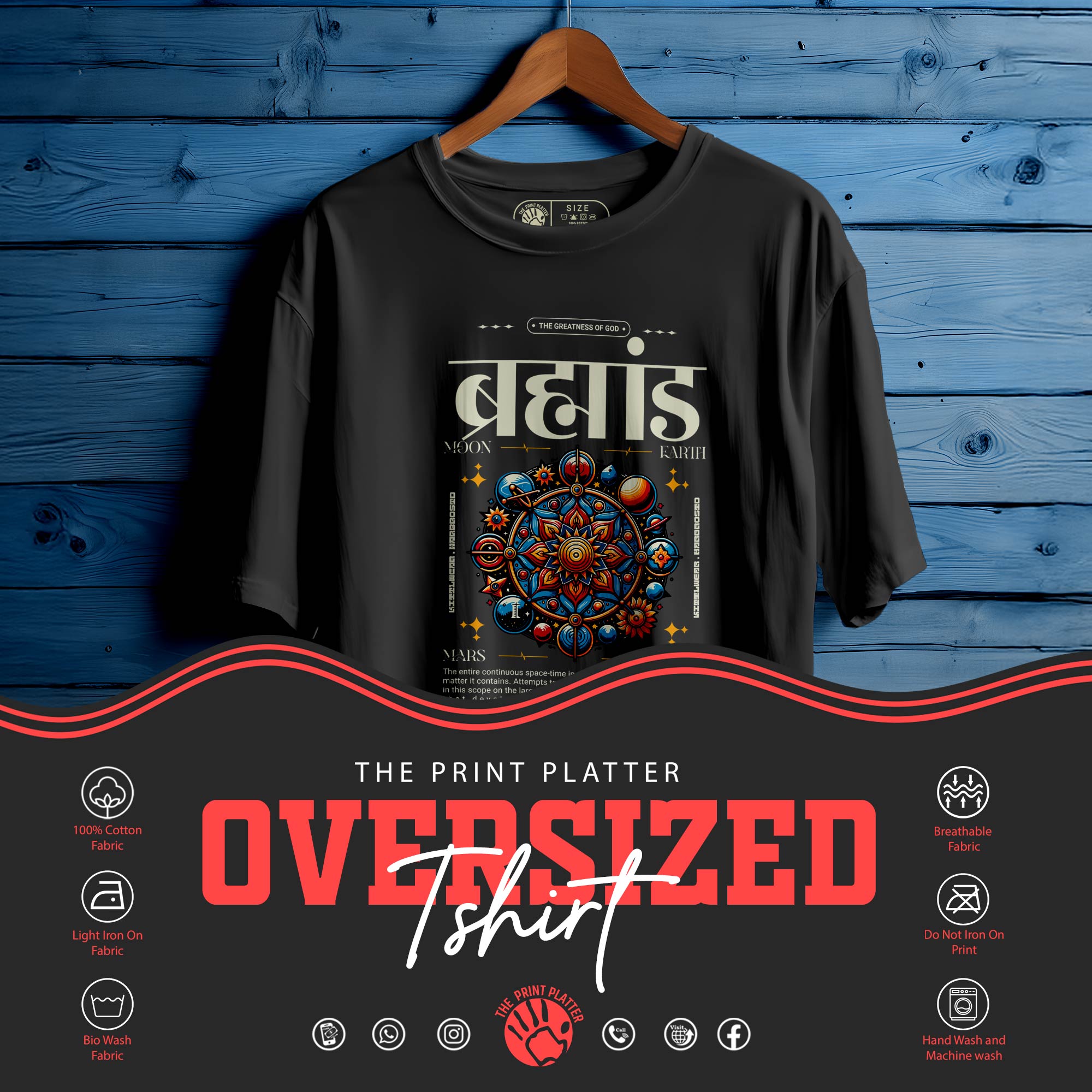 Universe OVERSIZED T-SHIRT FOR MEN WOMEN BIO WASH 132