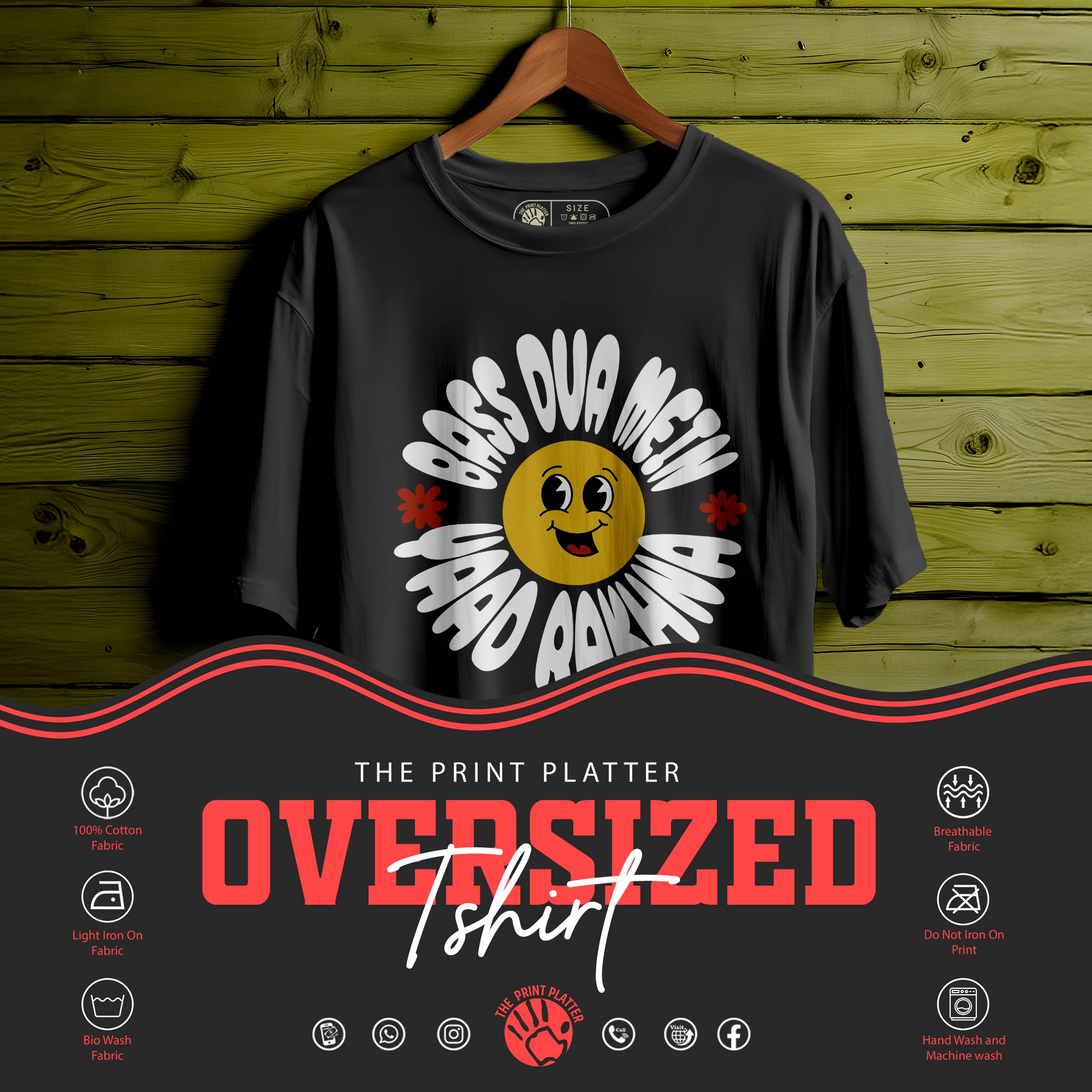 BASS-DUA-MEIN-YAAD-RAKHNA oversized t-shirt for men women | 136