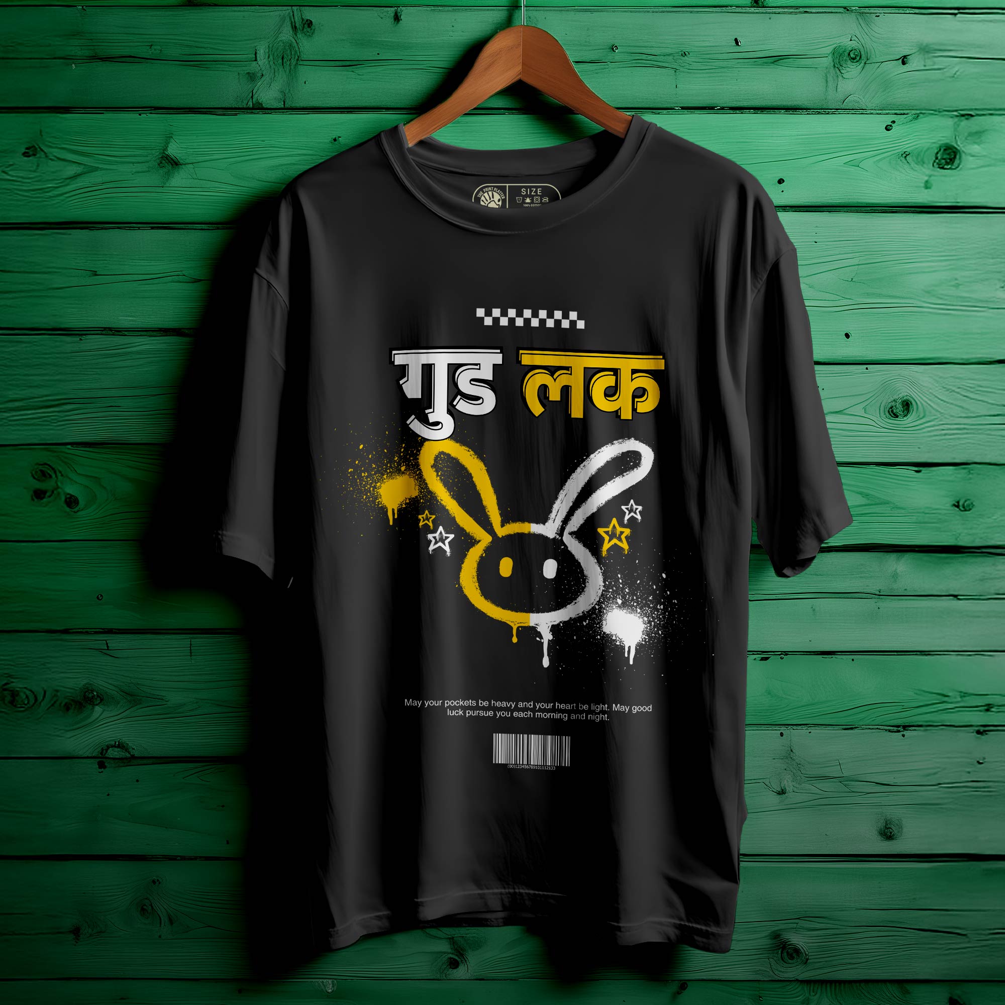 GOOD LUCK OVERSIZED T-SHIRT FOR UNISEX BIO WASH 139