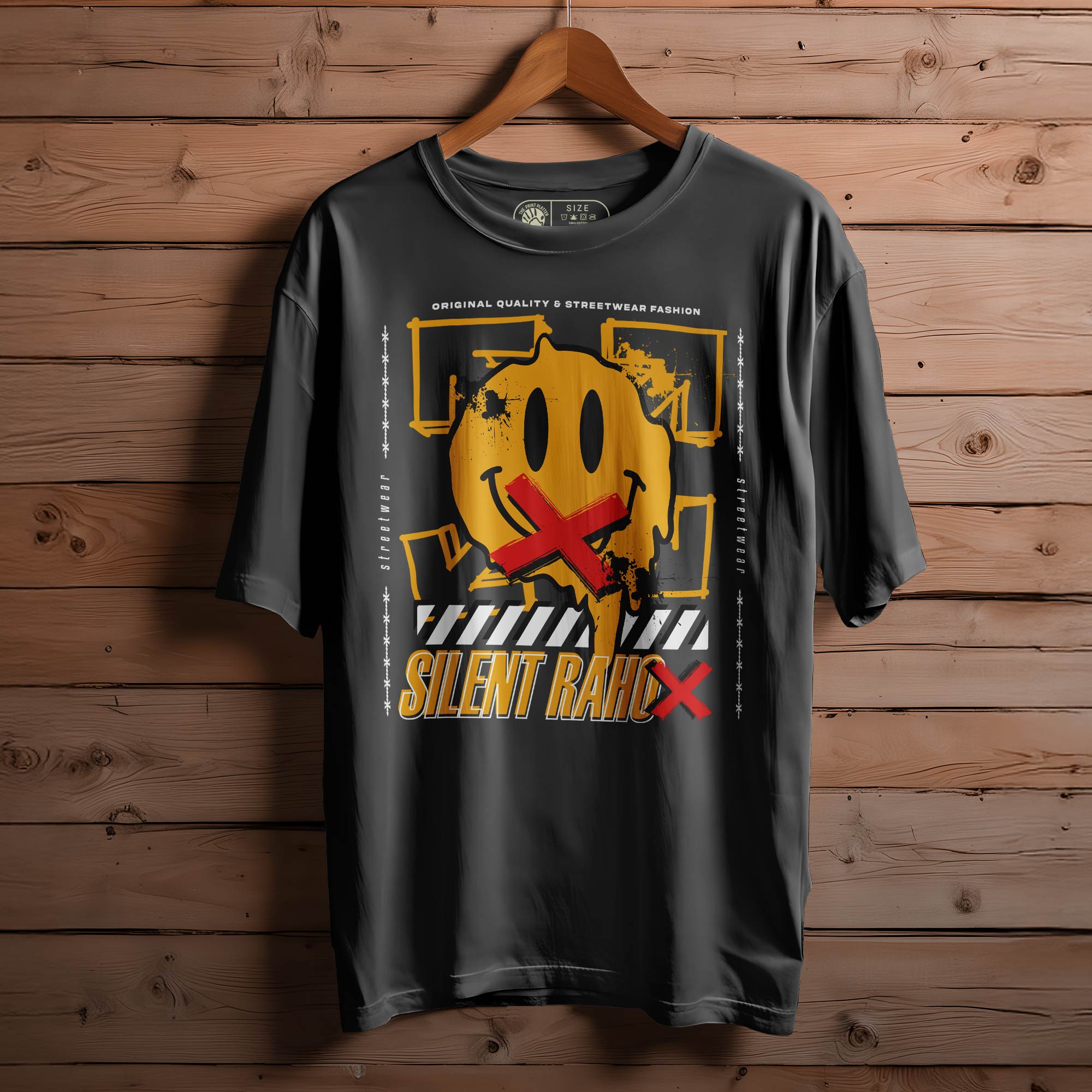 Silent-Raho Oversized Black T-shirt Bio Wash |15