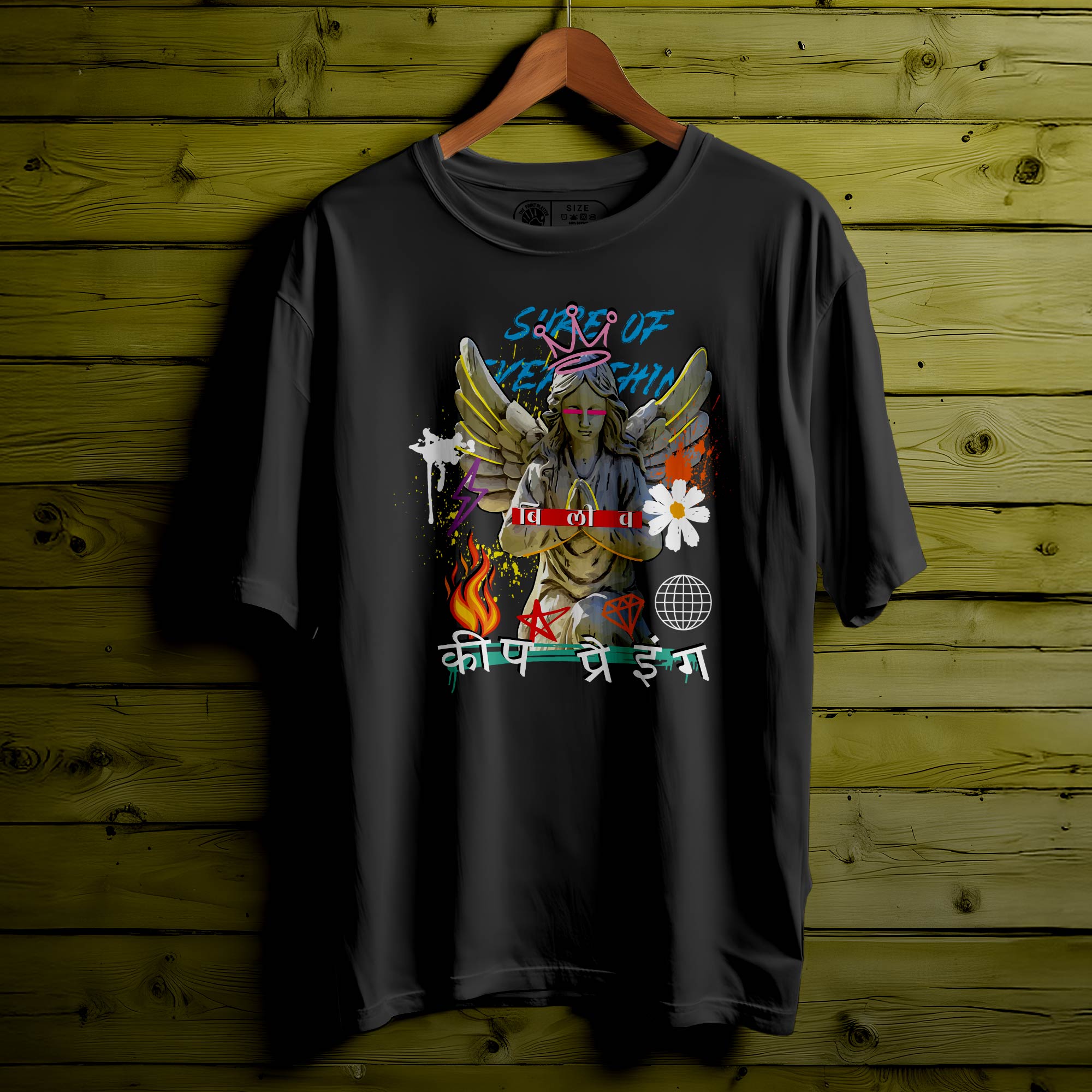 Sure Of Ever Thin Oversized Black T-shirt Bio Wash |17