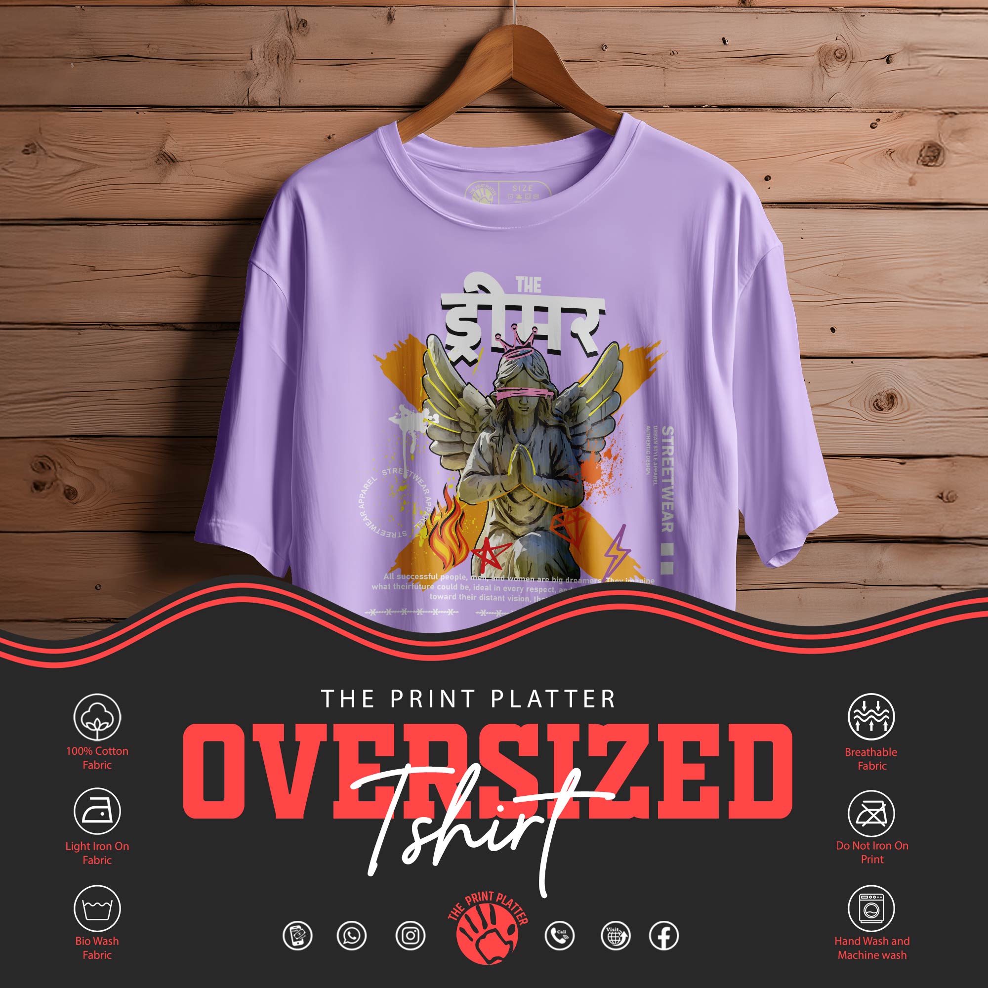 THE DREAMER Oversized Black T-shirt Bio Wash |18