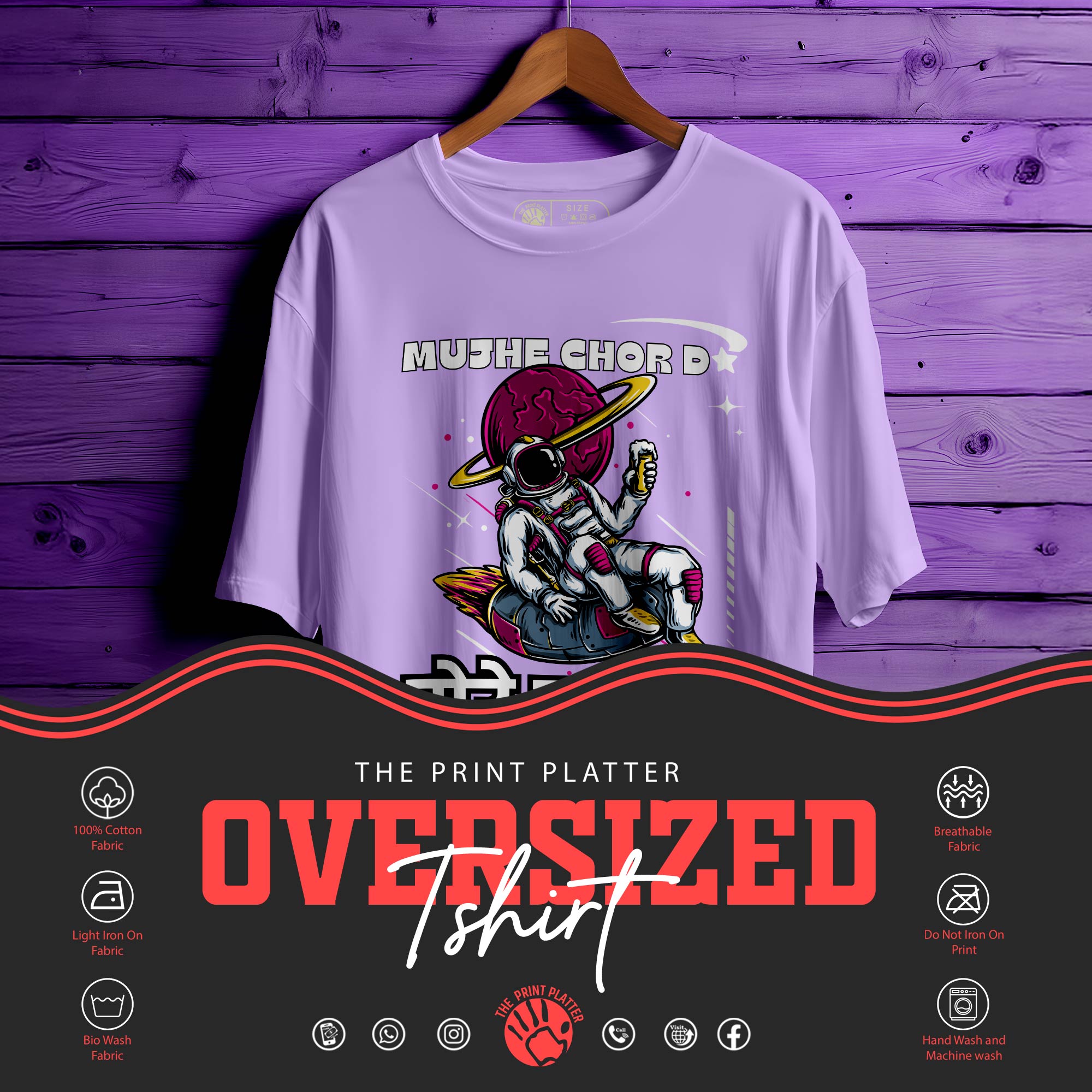 Mujhe Chor Do Oversized T-Shirt for Men & Women | Unisex Funky Graphic Tee| 207