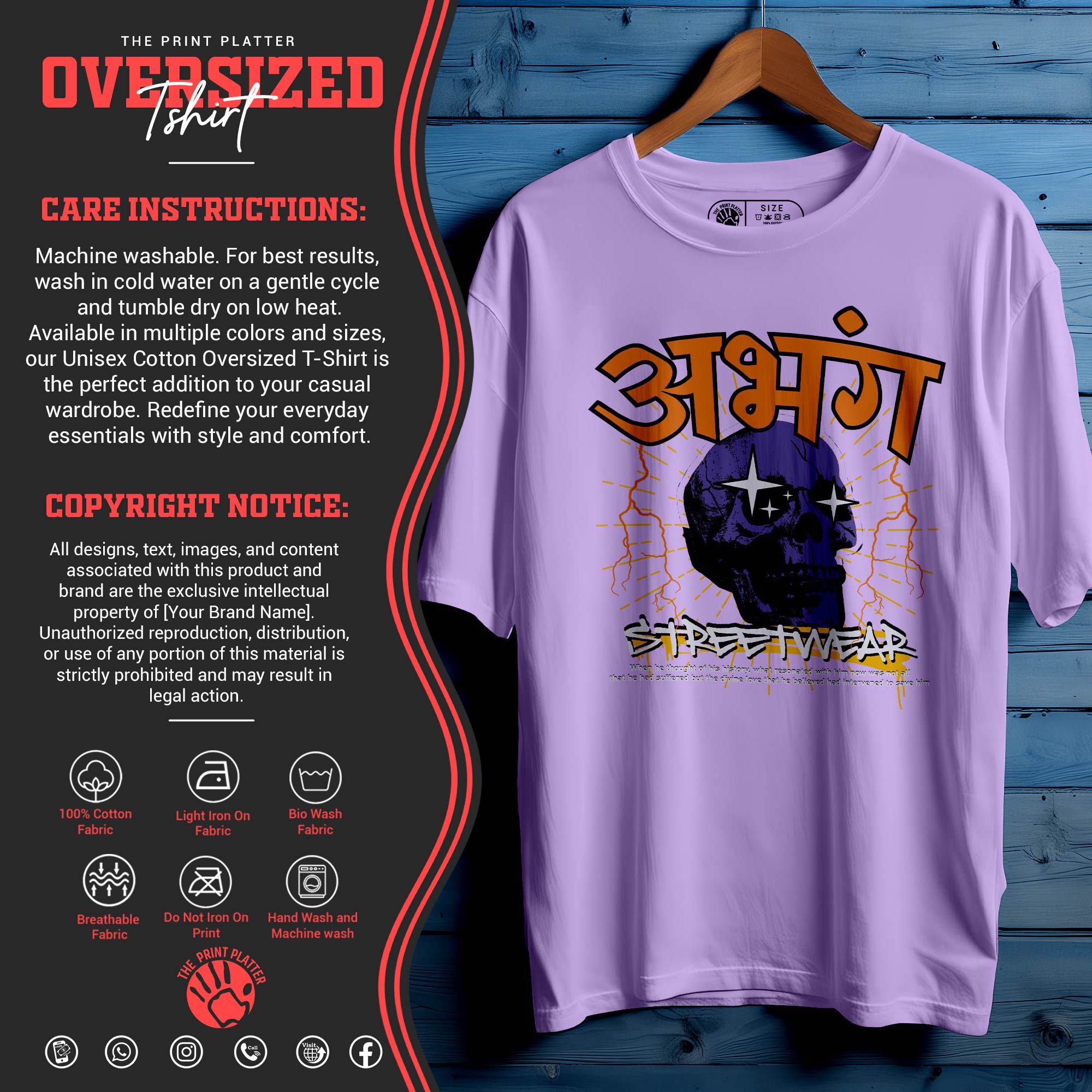 ABHANG Oversized Black T-shirt Bio Wash |22