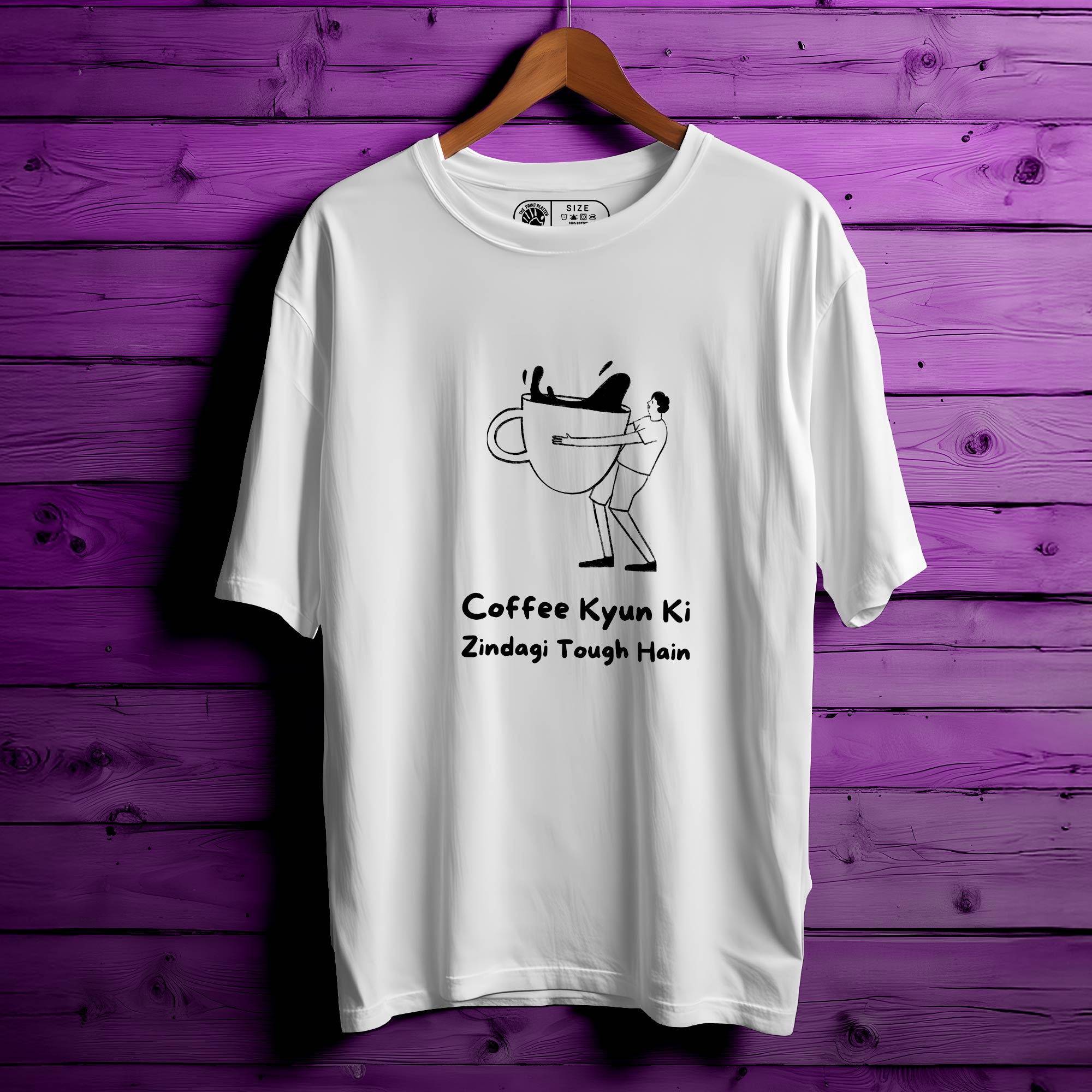 Coffee-Kyun-Ki Oversized Unisex T-Shirt | Quirky Statement Tee for Caffeine Lovers|239