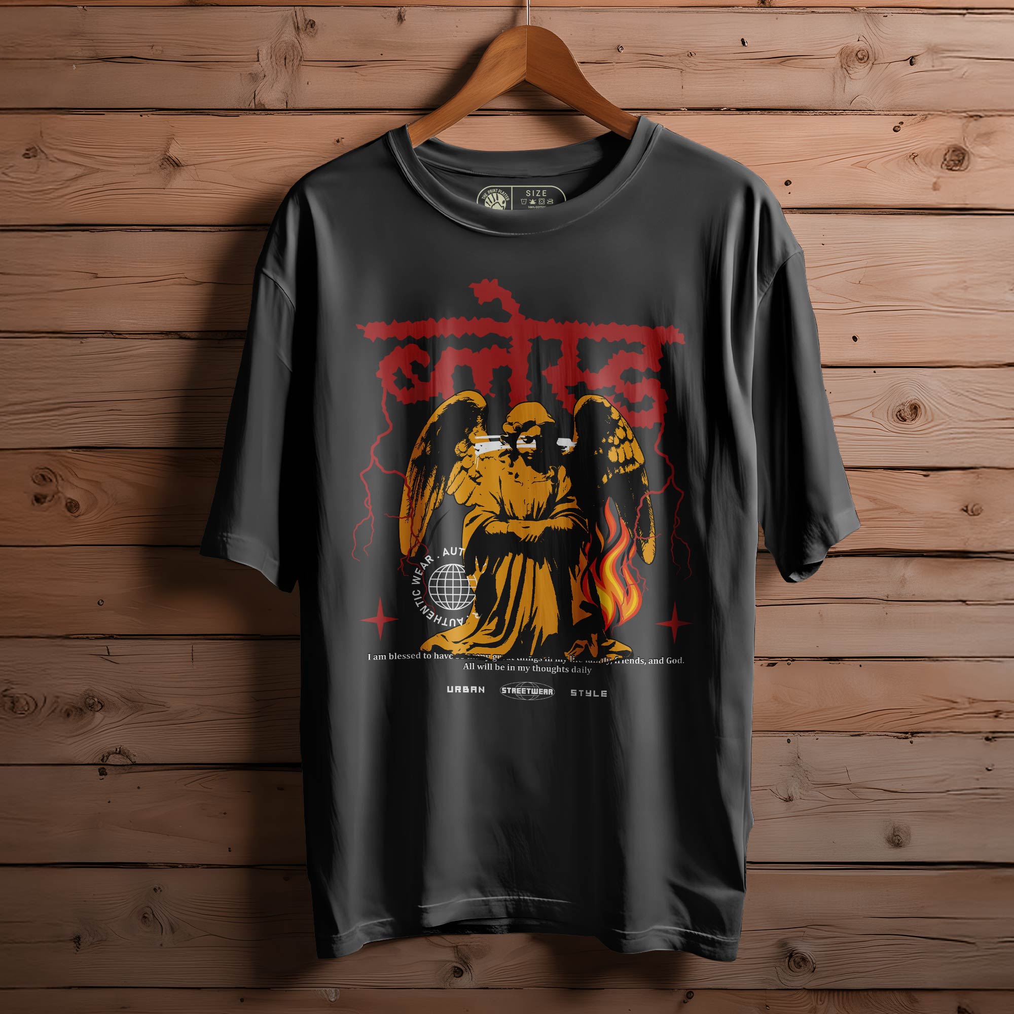 Blessed Oversized Black T-shirt Bio Wash| 24