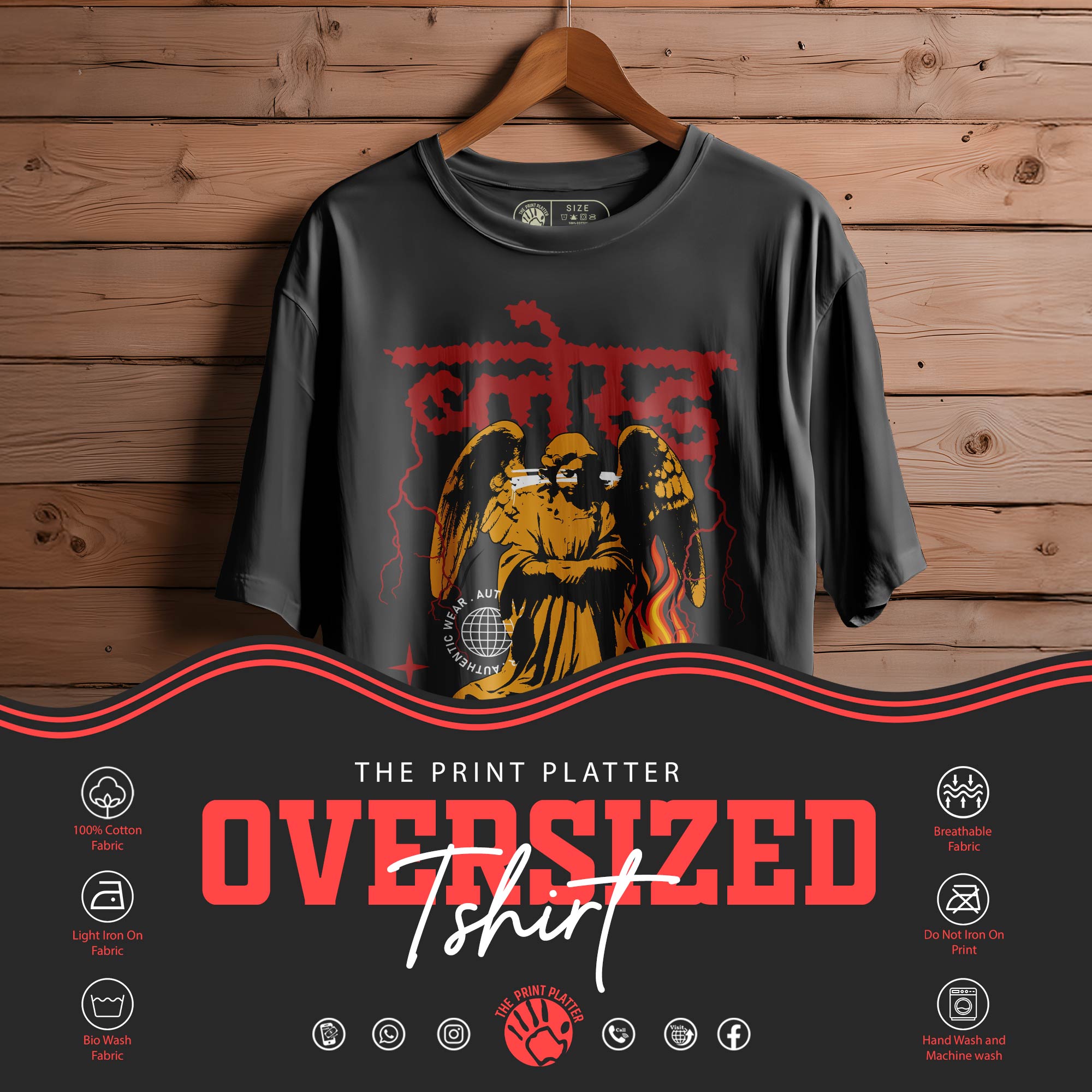 Blessed Oversized Black T-shirt Bio Wash| 24