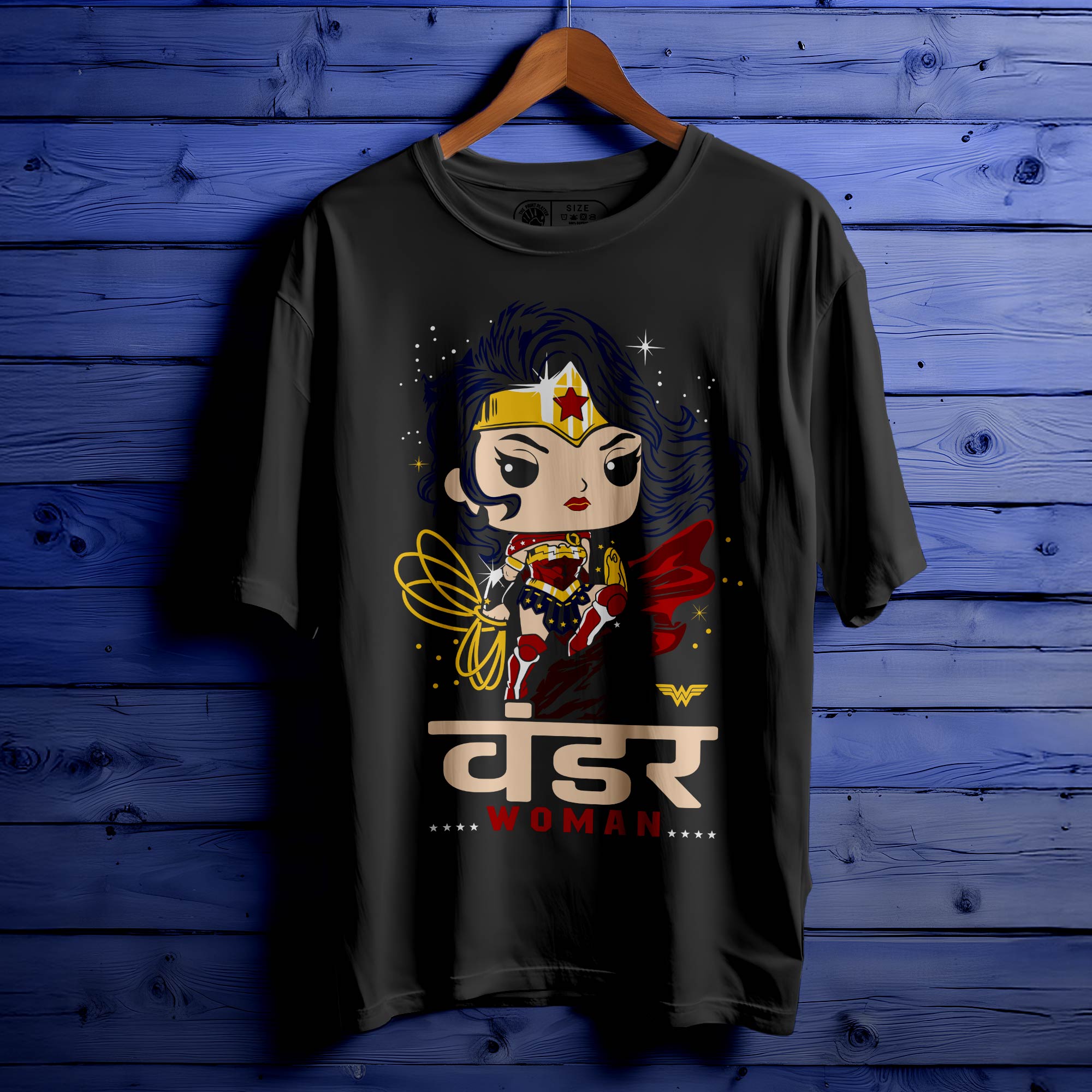 WONDER-WOMEN Oversized Black T-shirt Bio Wash| 25