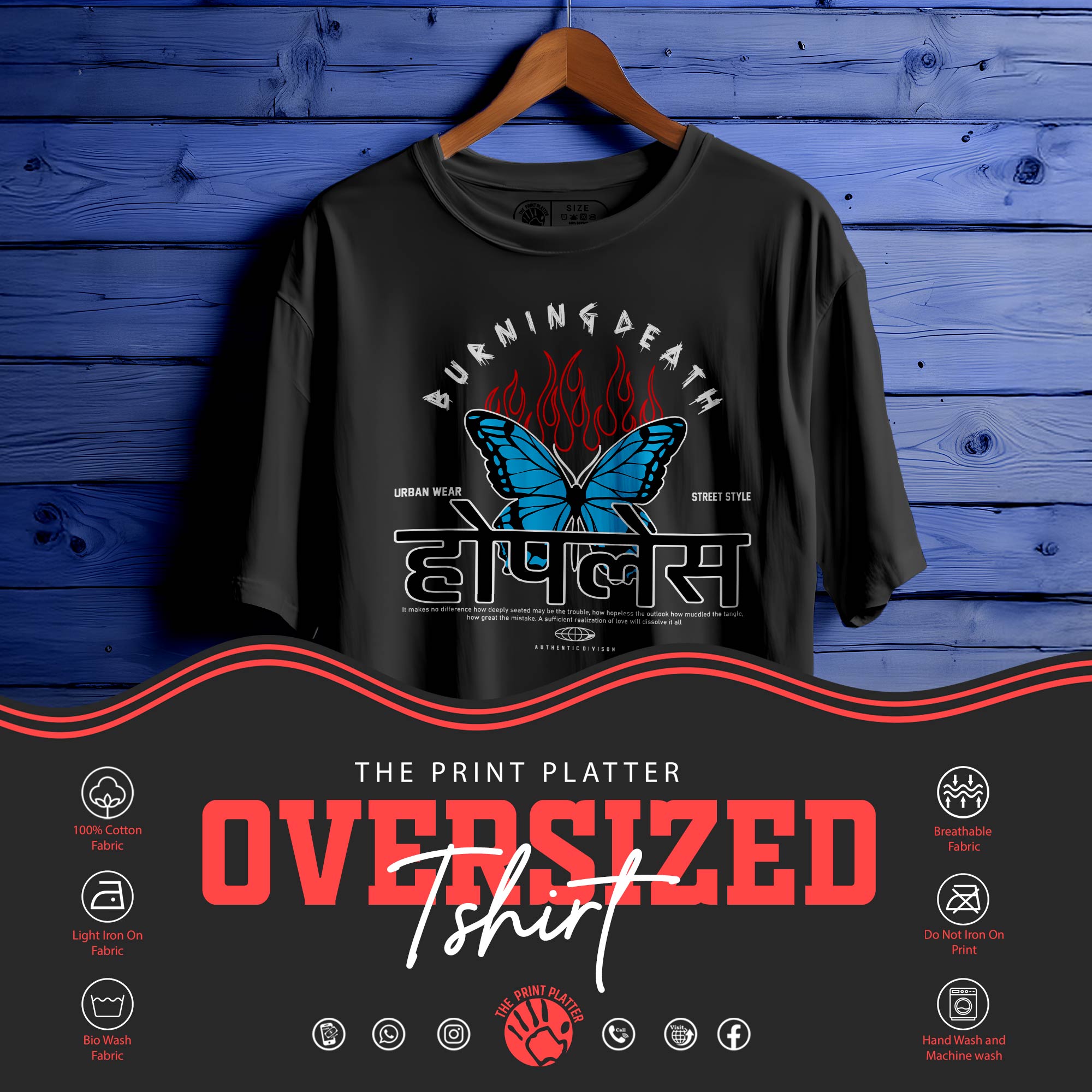 HOPELESS Oversized Black T-shirt Bio Wash| 27