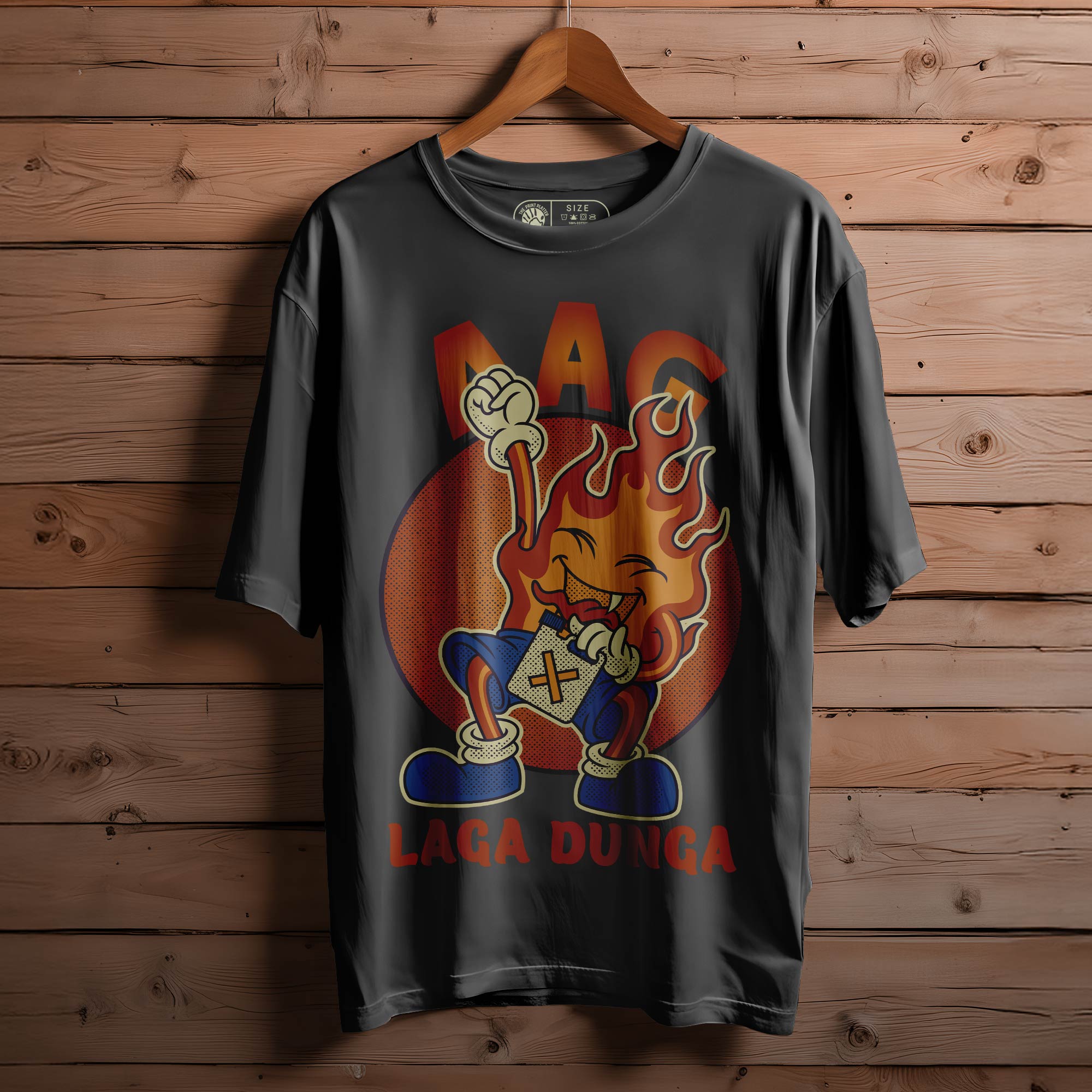 AAG LAGA DUNGA Oversized Black T-shirt Bio Wash| 28