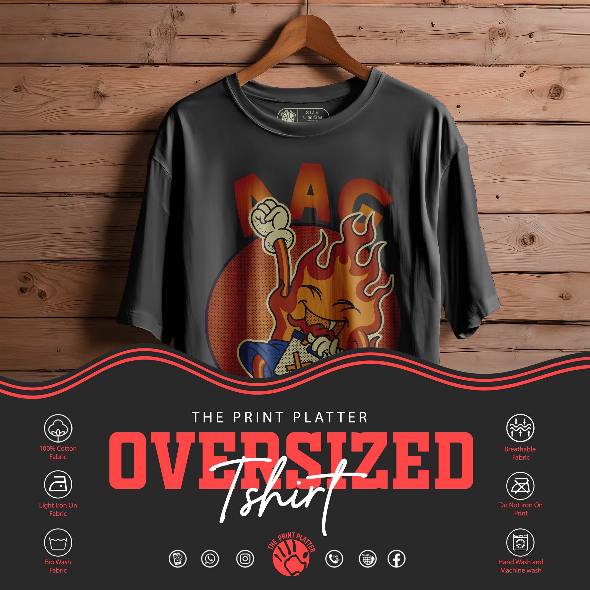 AAG LAGA DUNGA Oversized Black T-shirt Bio Wash| 28