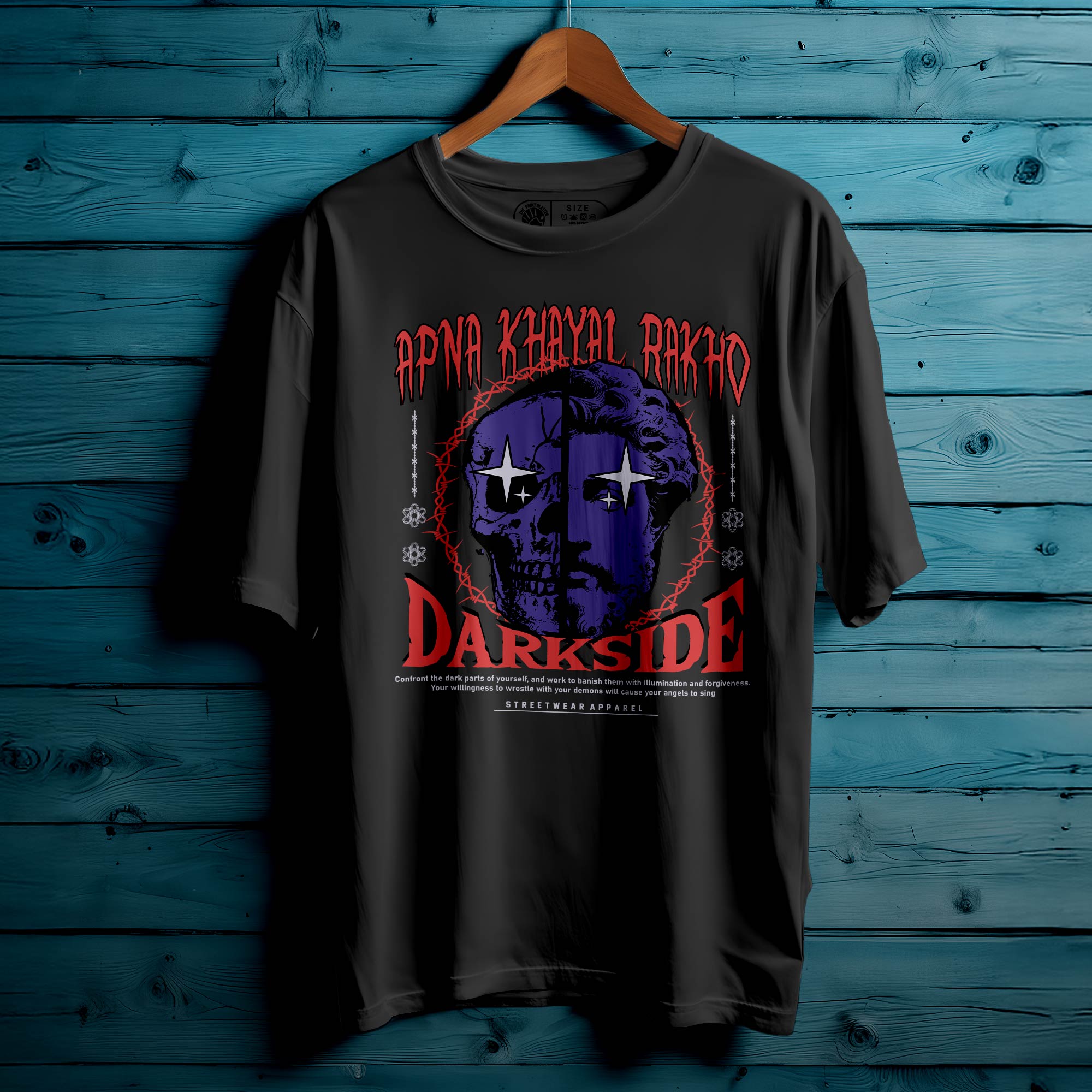 APNA KHAYAL RAKHO Oversized Black T-shirt Bio Wash| 30