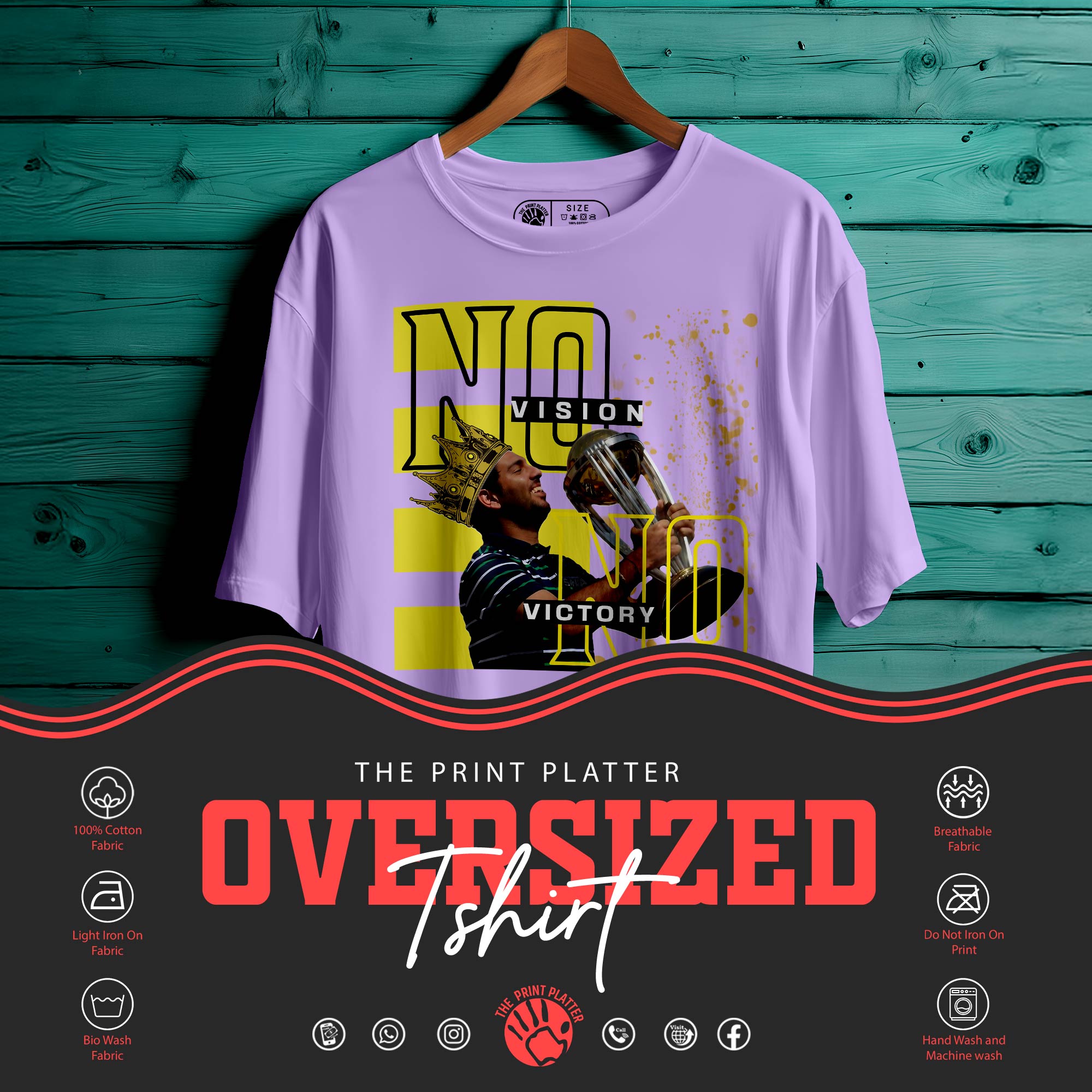 No Vision No Victory Oversized Unisex T-Shirt – Power Statement Streetwear| 301