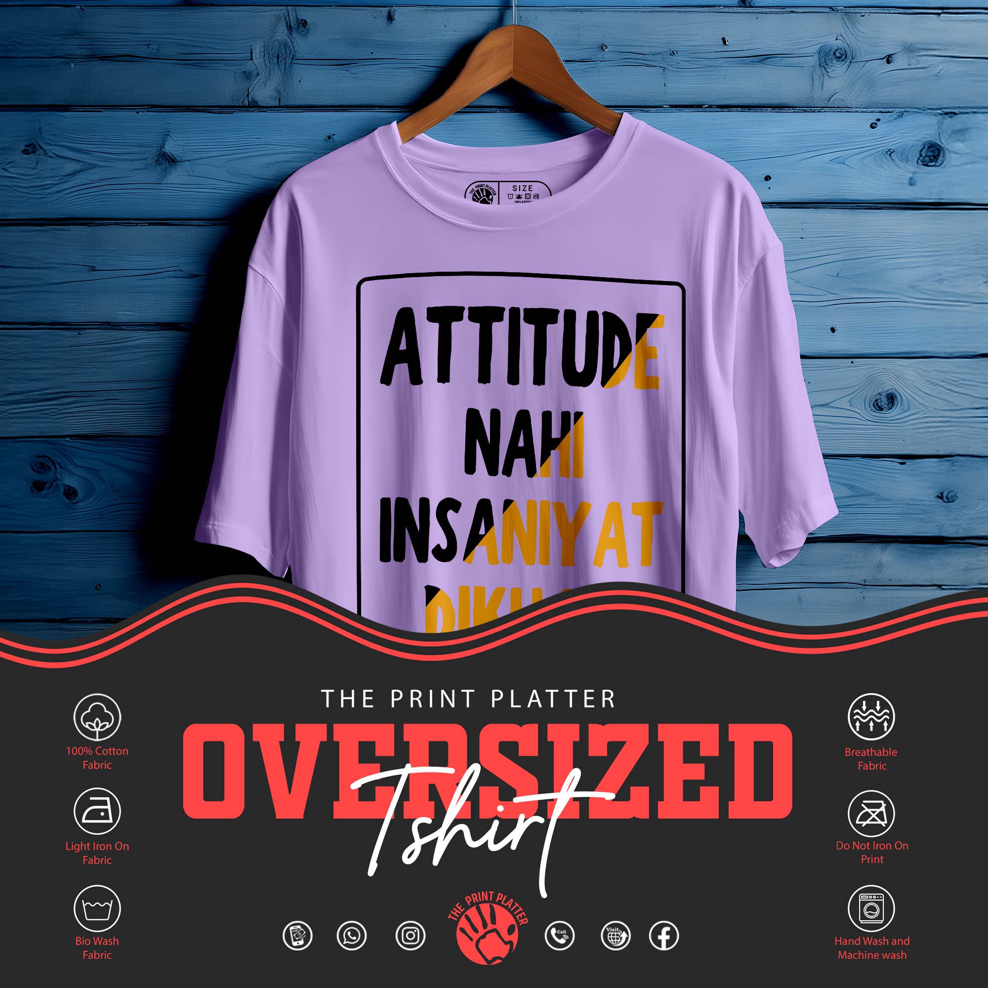 Attitude Nahi Oversized Unisex T-Shirt – Bold Look, Louder Vibe |317