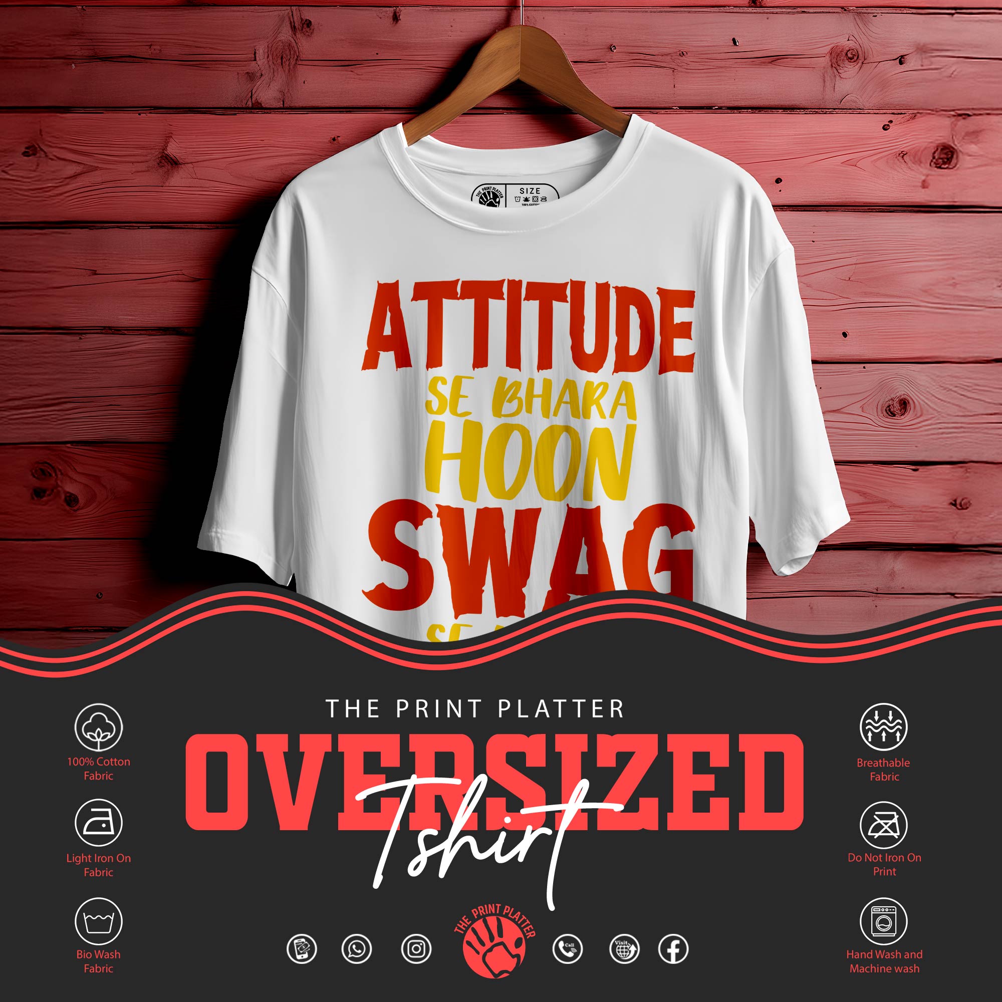 Attitude Se Bhara Oversized Unisex T-Shirt – Wear the Vibe, Own the Room| 318