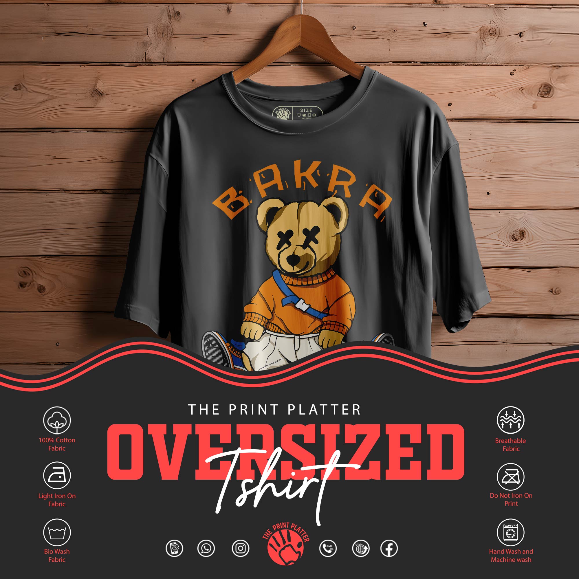 BAKRA BAN GAYA Oversized Black T-shirt Bio Wash| 33