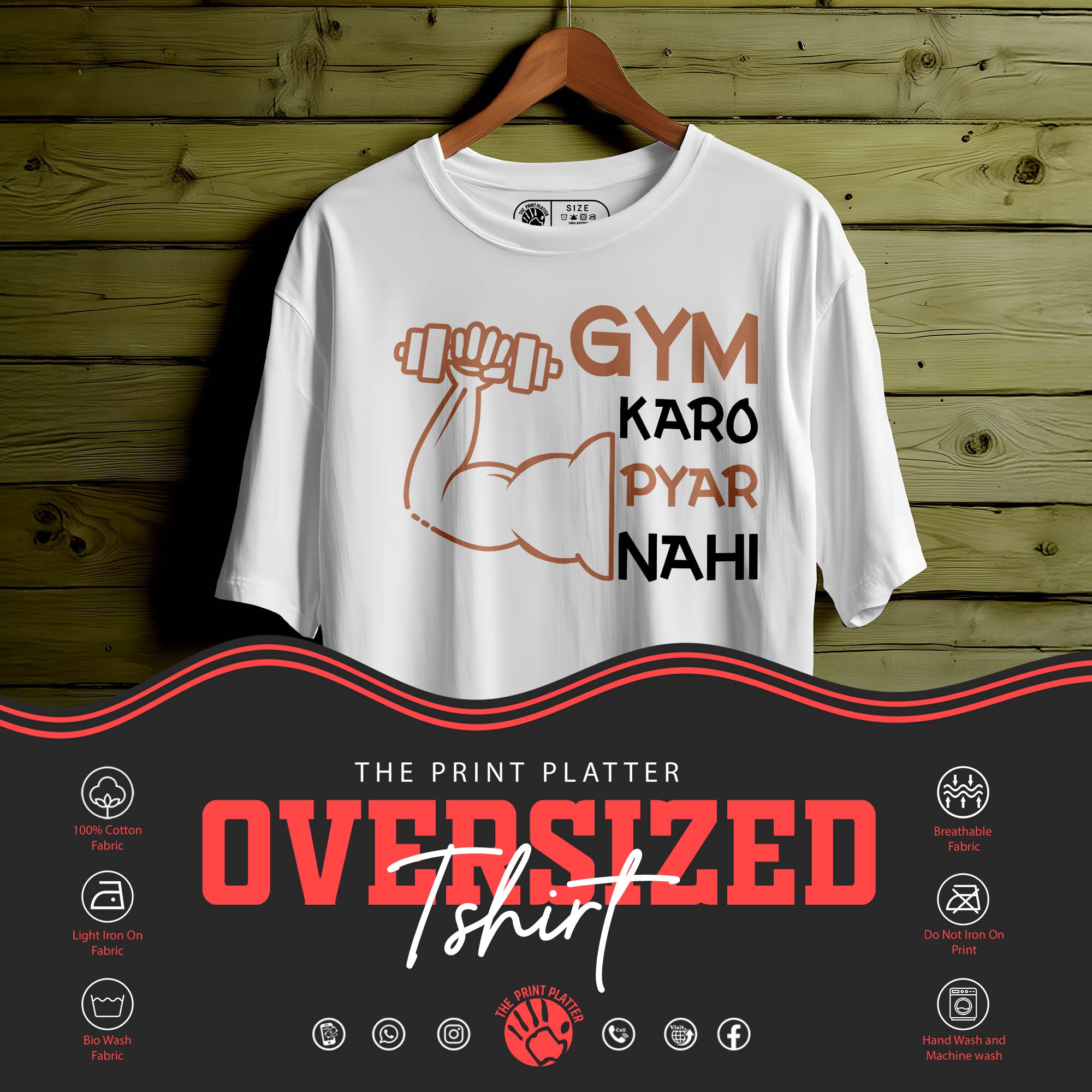 GYM Karo Oversized Unisex T-Shirt – Hustle Loud, Lift Proud|334