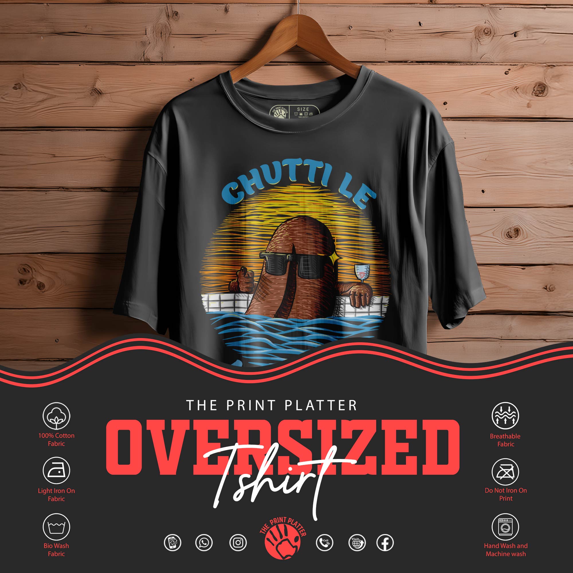 CHHUTTI LE Oversized Black T-shirt Bio Wash| 36